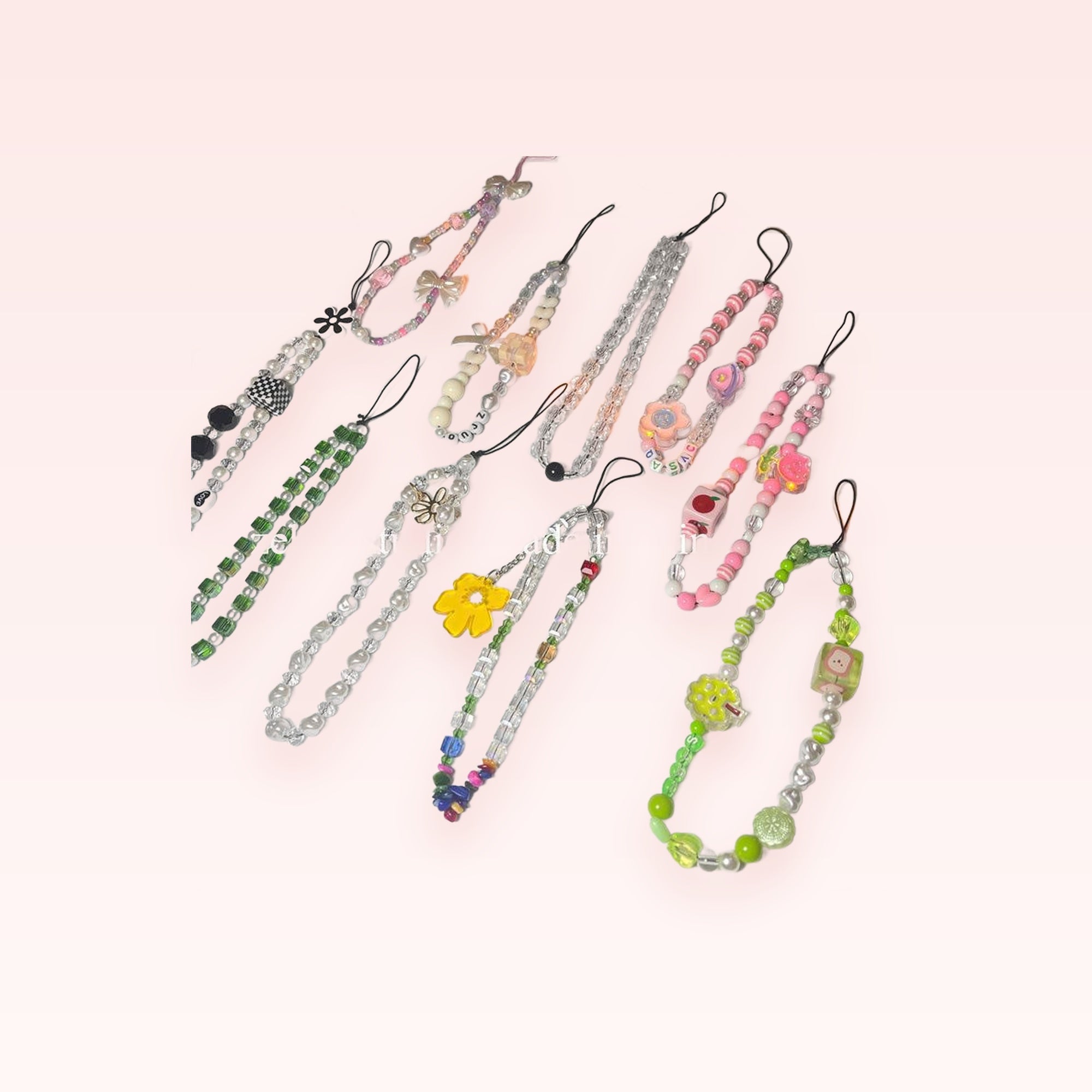 Handmade Crystal Bead Phone Charm Strap | Floral Wrist Lanyard