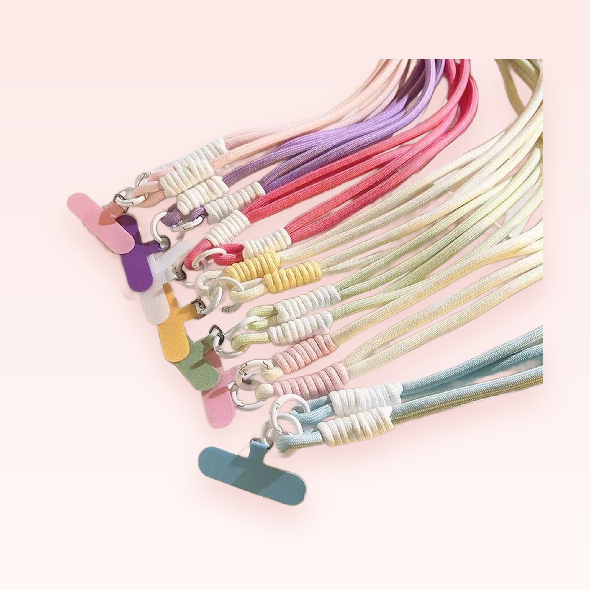 Pastel Rainbow Braided Phone Lanyard | Cute Universal Phone Strap with Patch