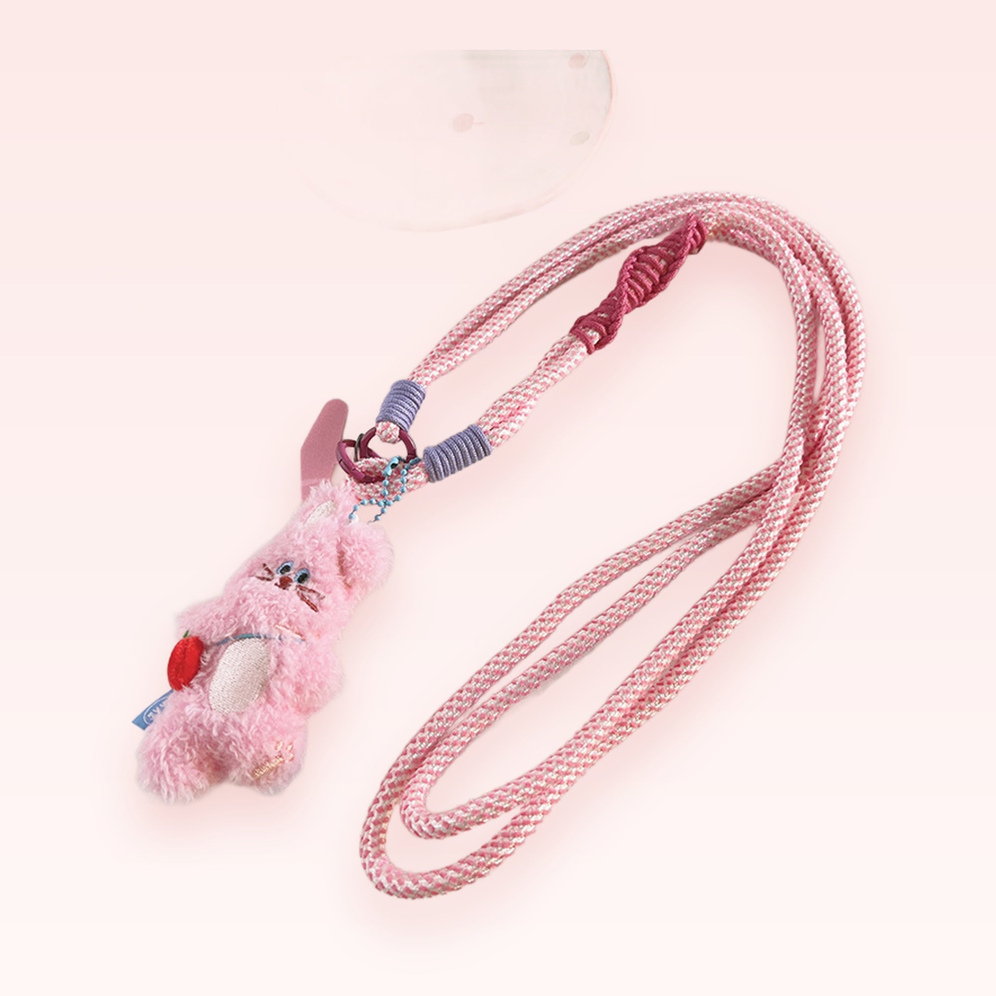 Kawaii Pink Bunny Phone Lanyard | Fluffy Plush Rabbit Neck Strap