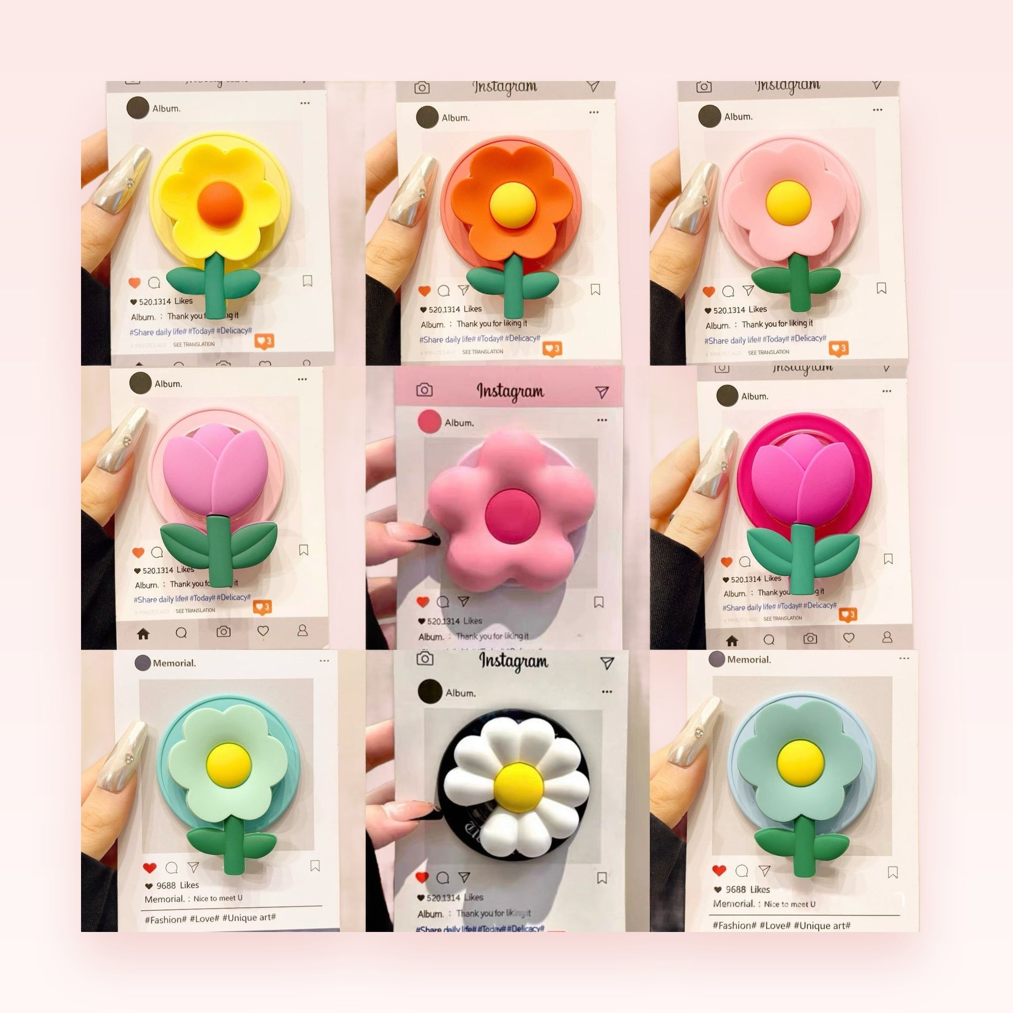 Kawaii Flower Phone Grip | Cute Floral Pop Socket Stand