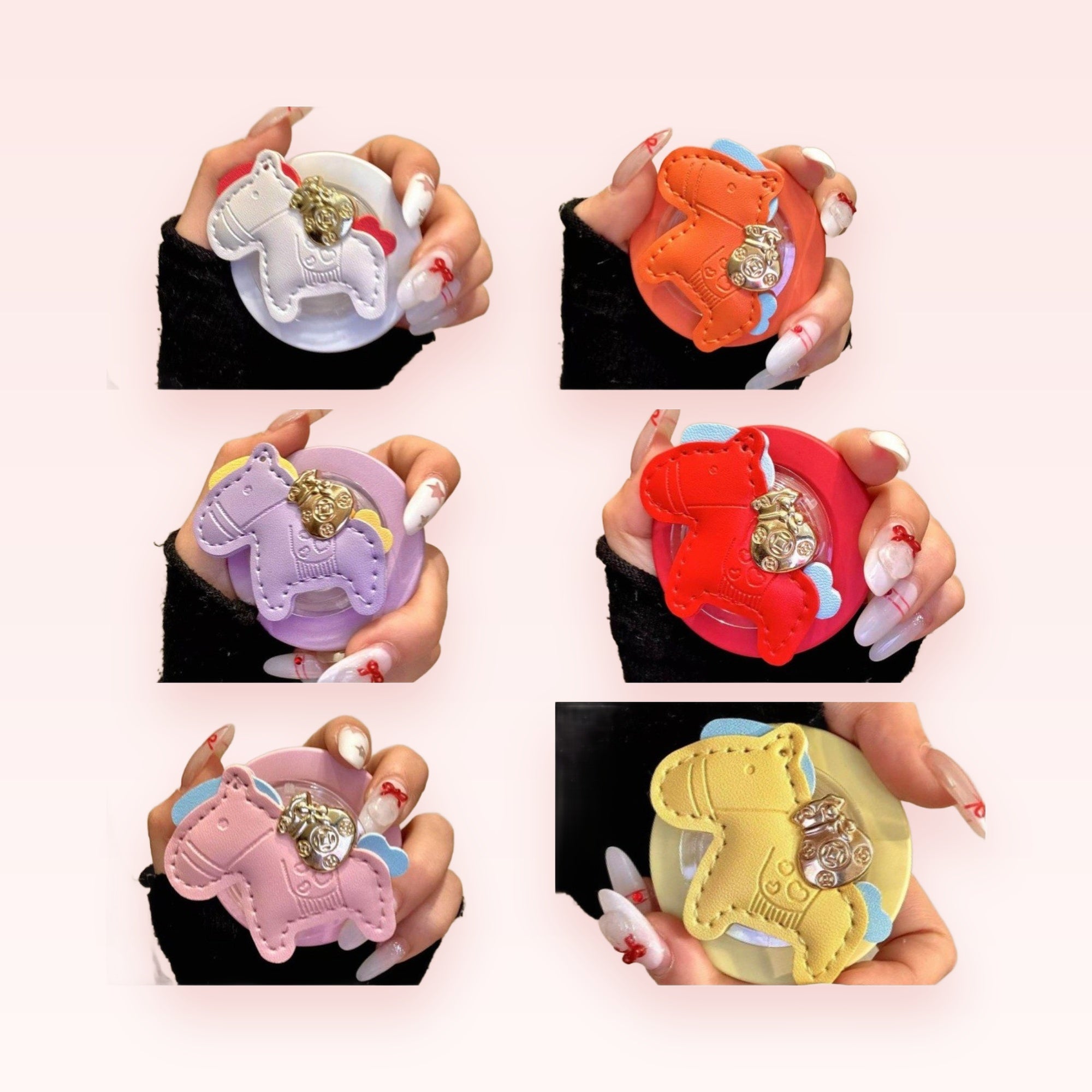 Cute Horse Leather Phone Grip | Kawaii Animal Pop Socket Stand