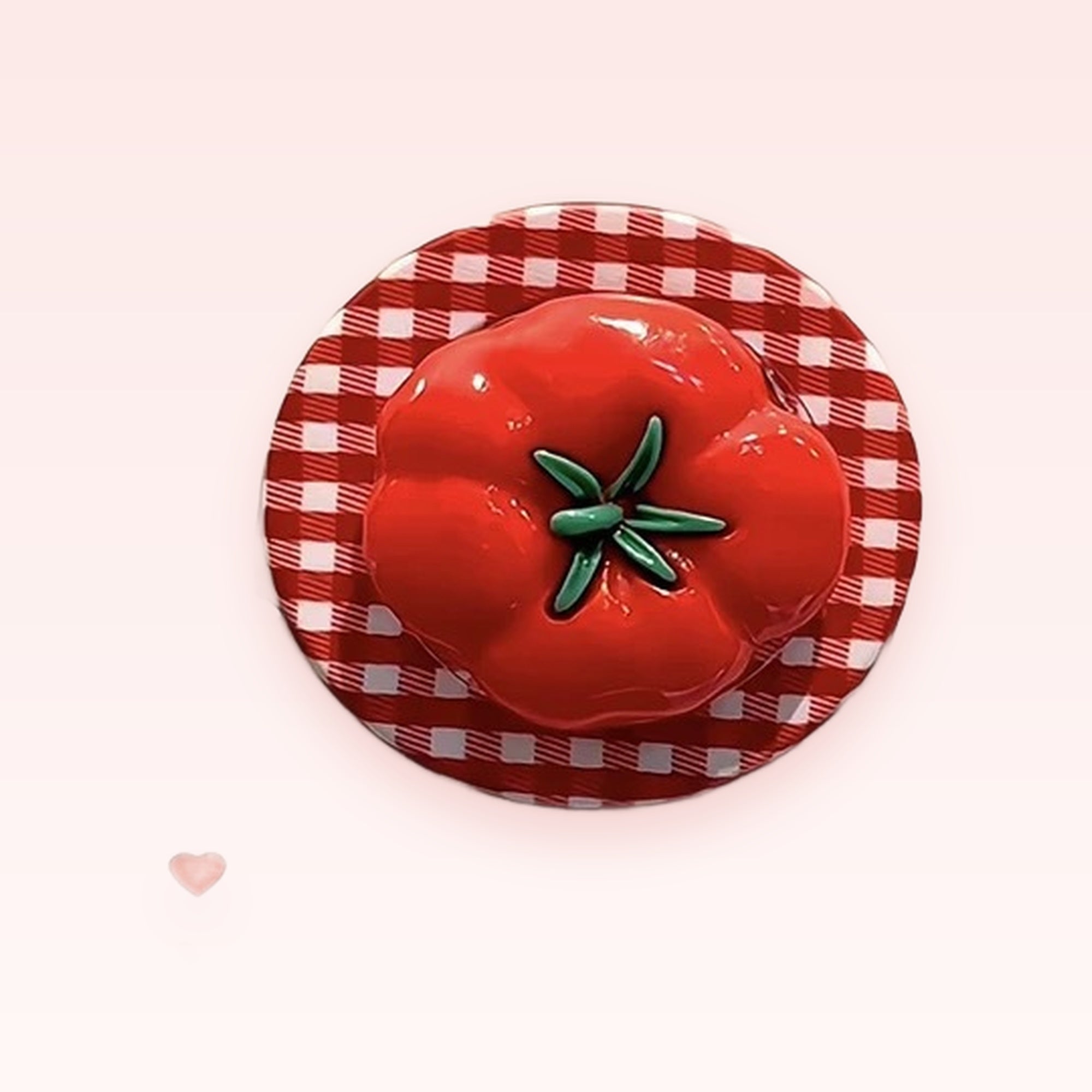 Kawaii Red Tomato Phone Grip | Aesthetic Gingham Pop Socket Stand