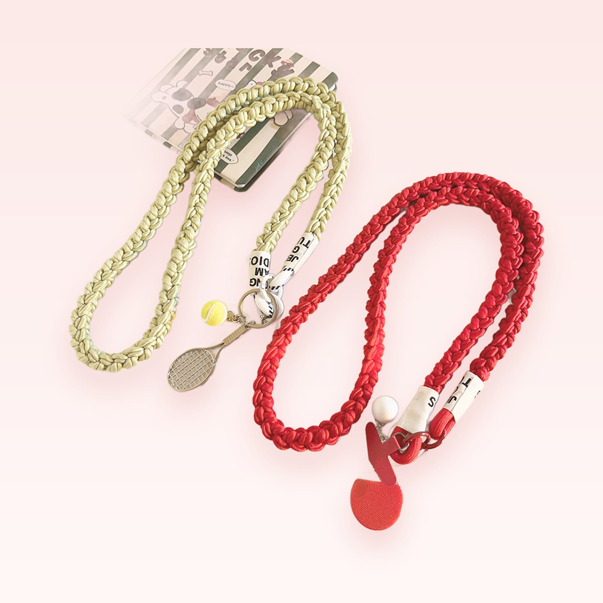 Braided Sports Charm Phone Lanyard | Tennis & Ping Pong Keychain Strap