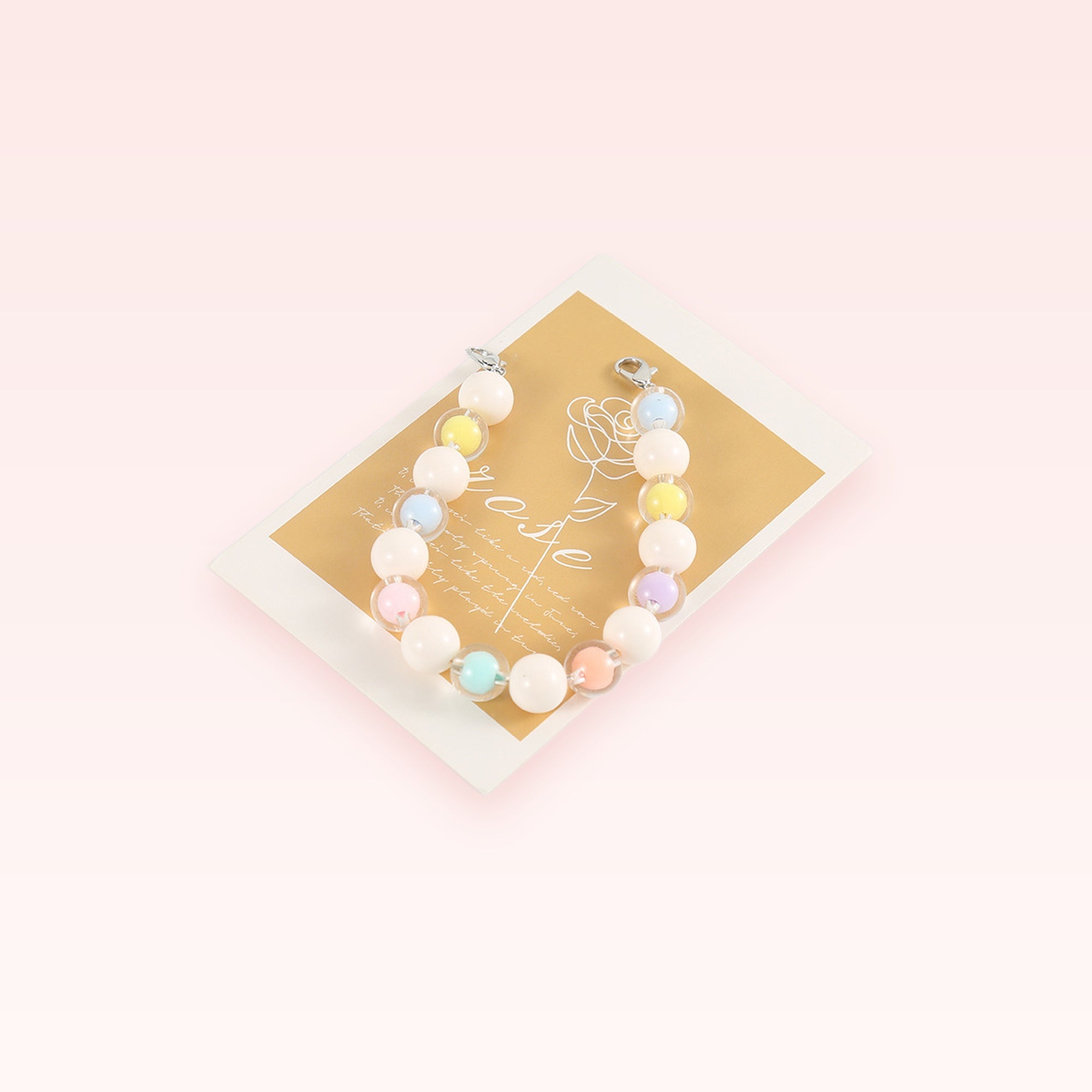 Pastel Bead Phone Charm Strap | Cute Wrist Lanyard for Phones