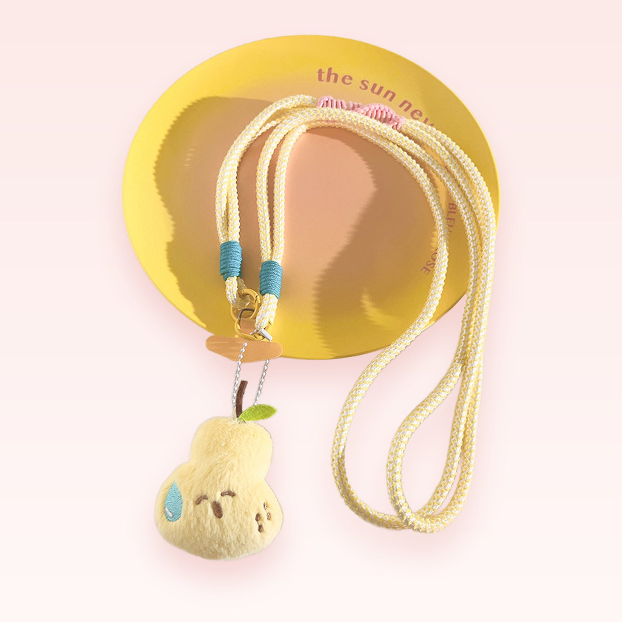 Cute Pear Plush Phone Lanyard | Aesthetic Yellow Braided Neck Strap