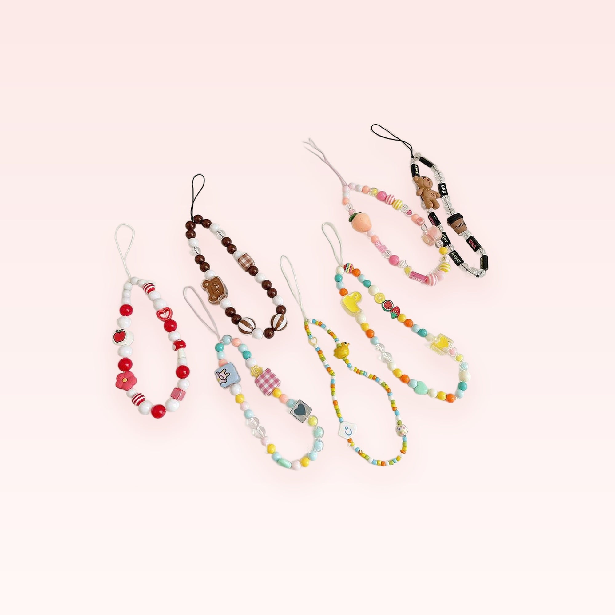 Y2K Kawaii Beaded Phone Charm Strap | Character Wrist Lanyard