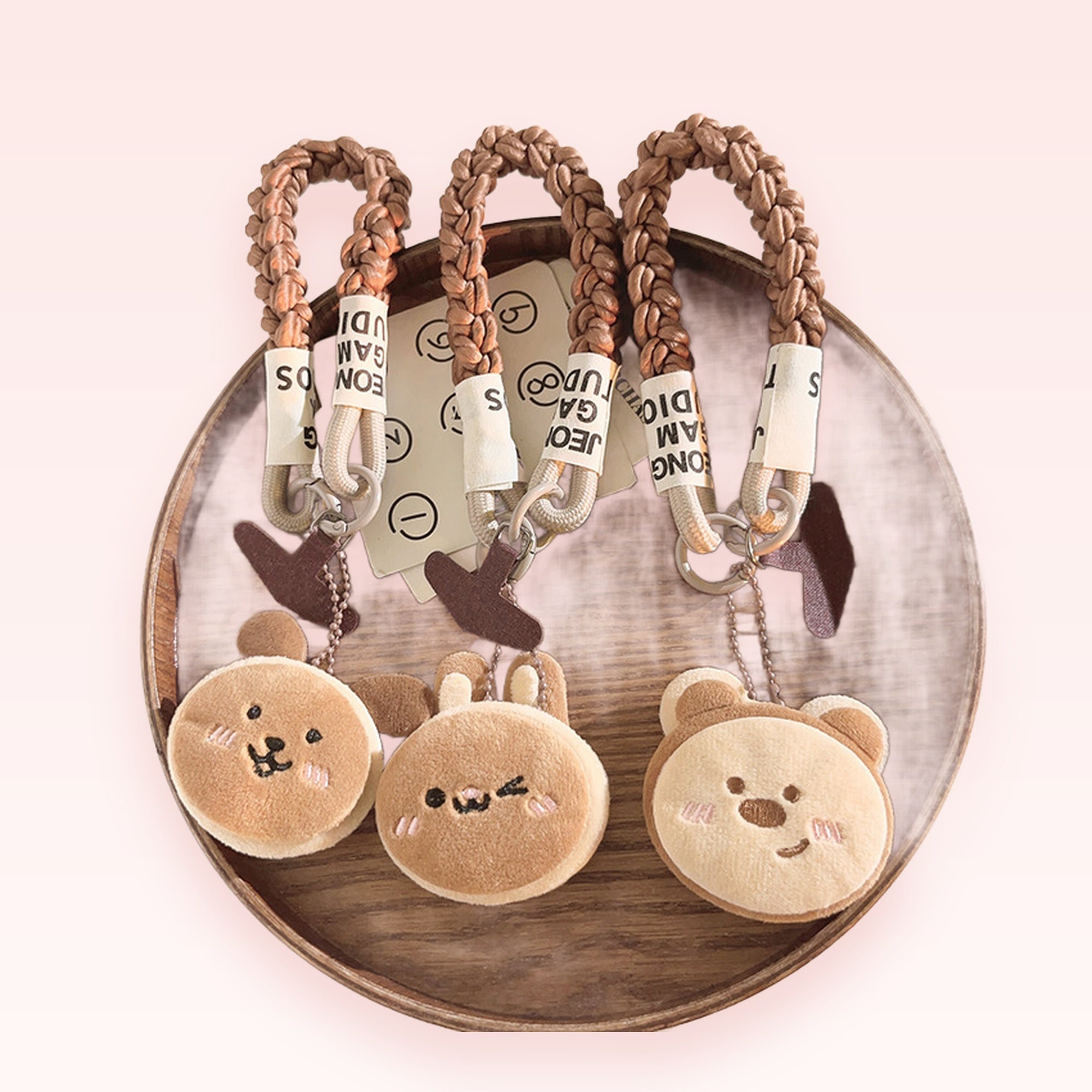 SIMPLYBUBBI — Braided Plush Bear & Bunny Wristlet | Cute Keychain Lanyard