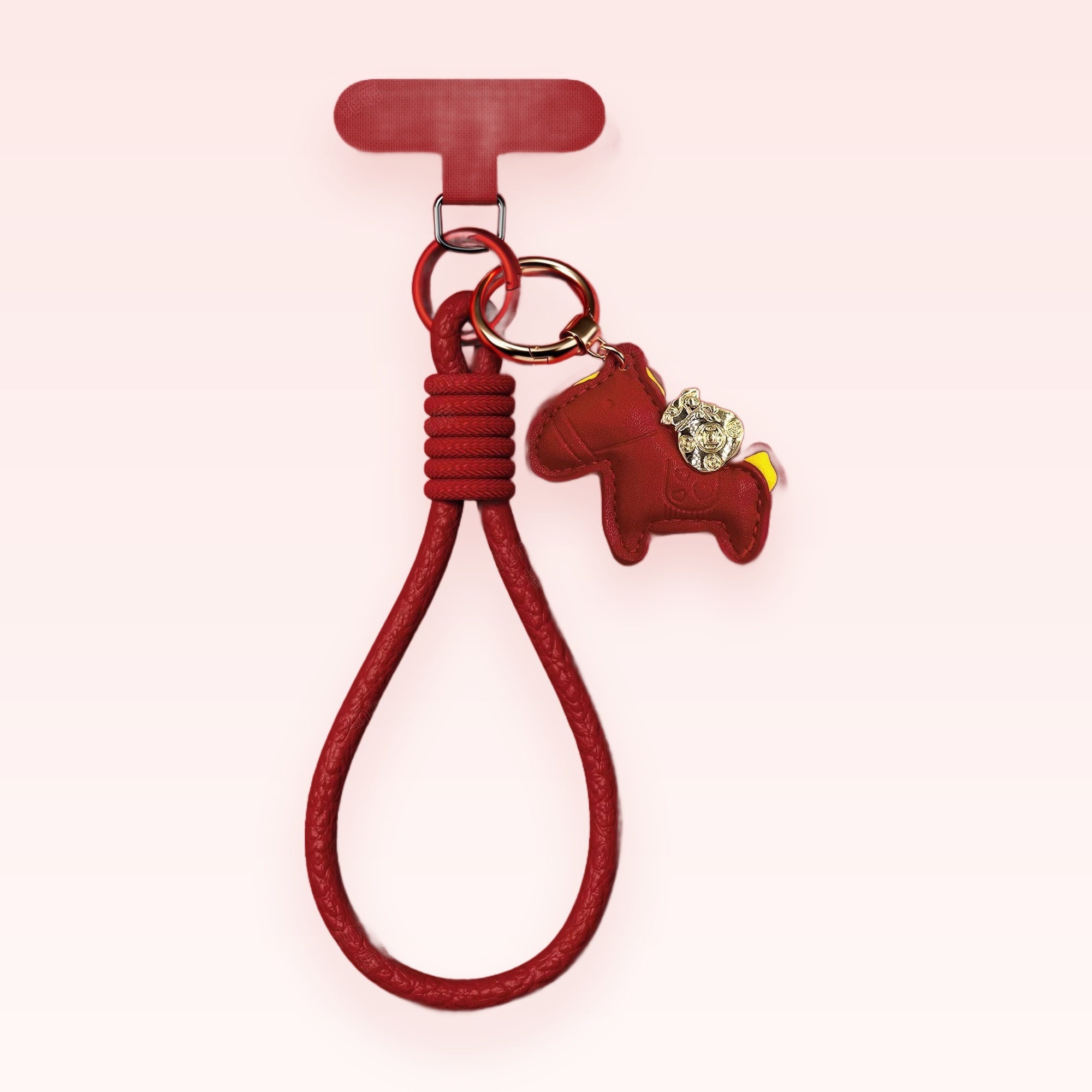 Cute Red Braided Leather Phone Charm | Lucky Horse Wrist Lanyard