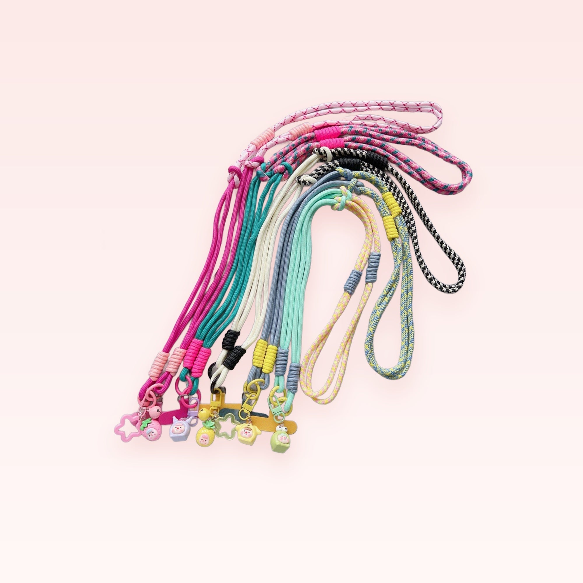 Kawaii Colorful Rope Phone Lanyard with Cute Fruit Charms | Aesthetic Adjustable Neck Strap