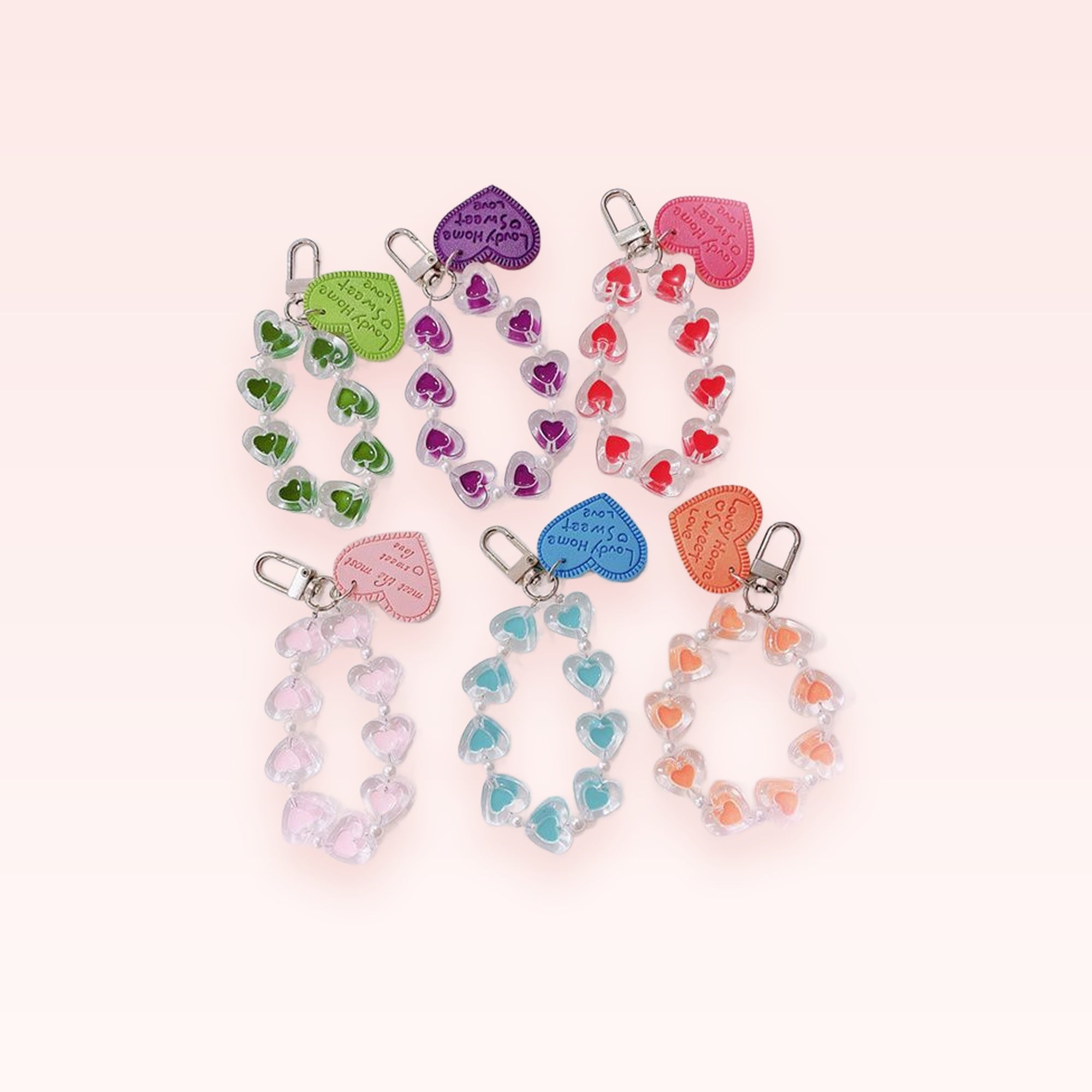 Cute Heart Bead Phone Charm Strap | Sweet Acrylic Wrist Lanyard