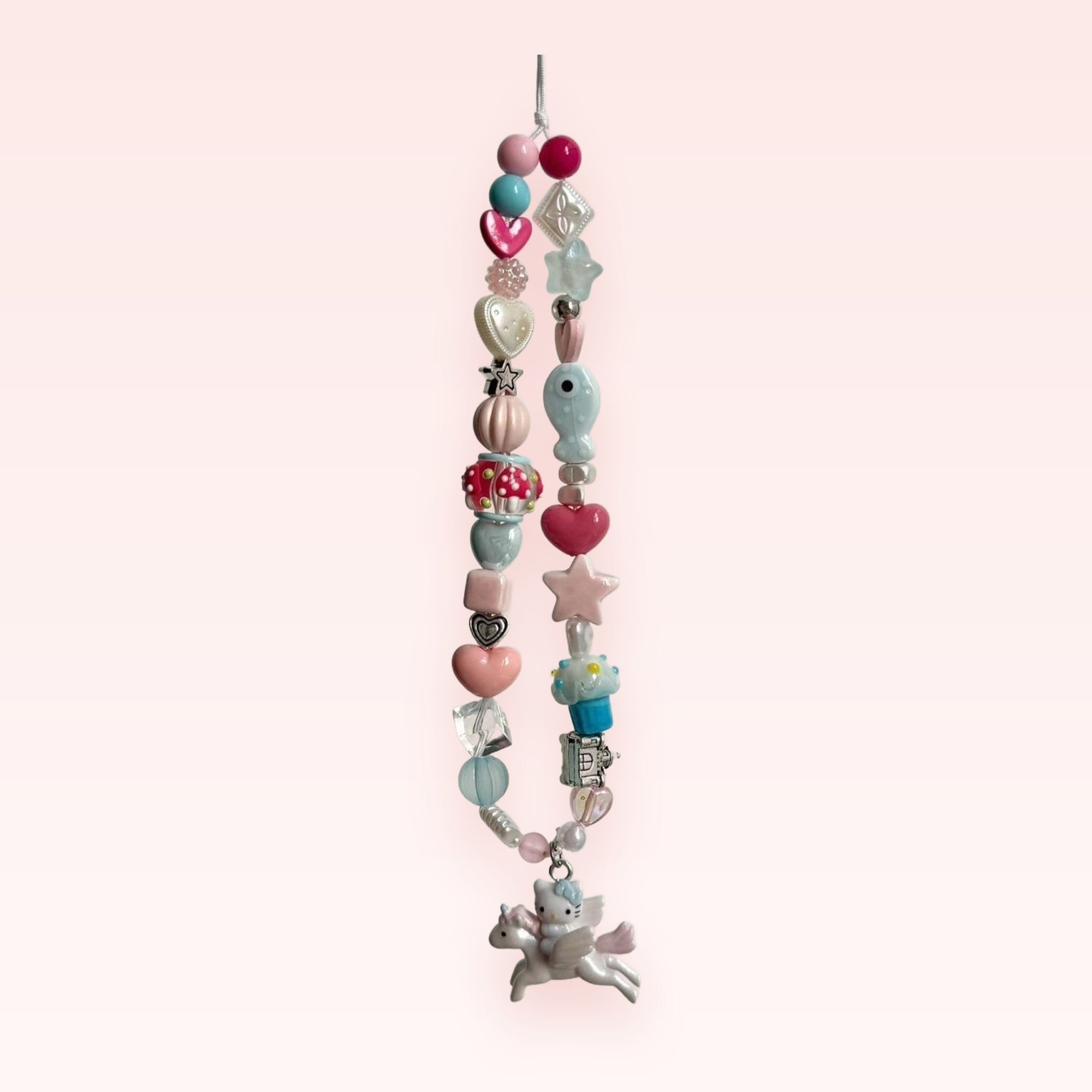 Kawaii Pastel Beaded Phone Charm | Cute Unicorn Hello Kitty Wrist Strap