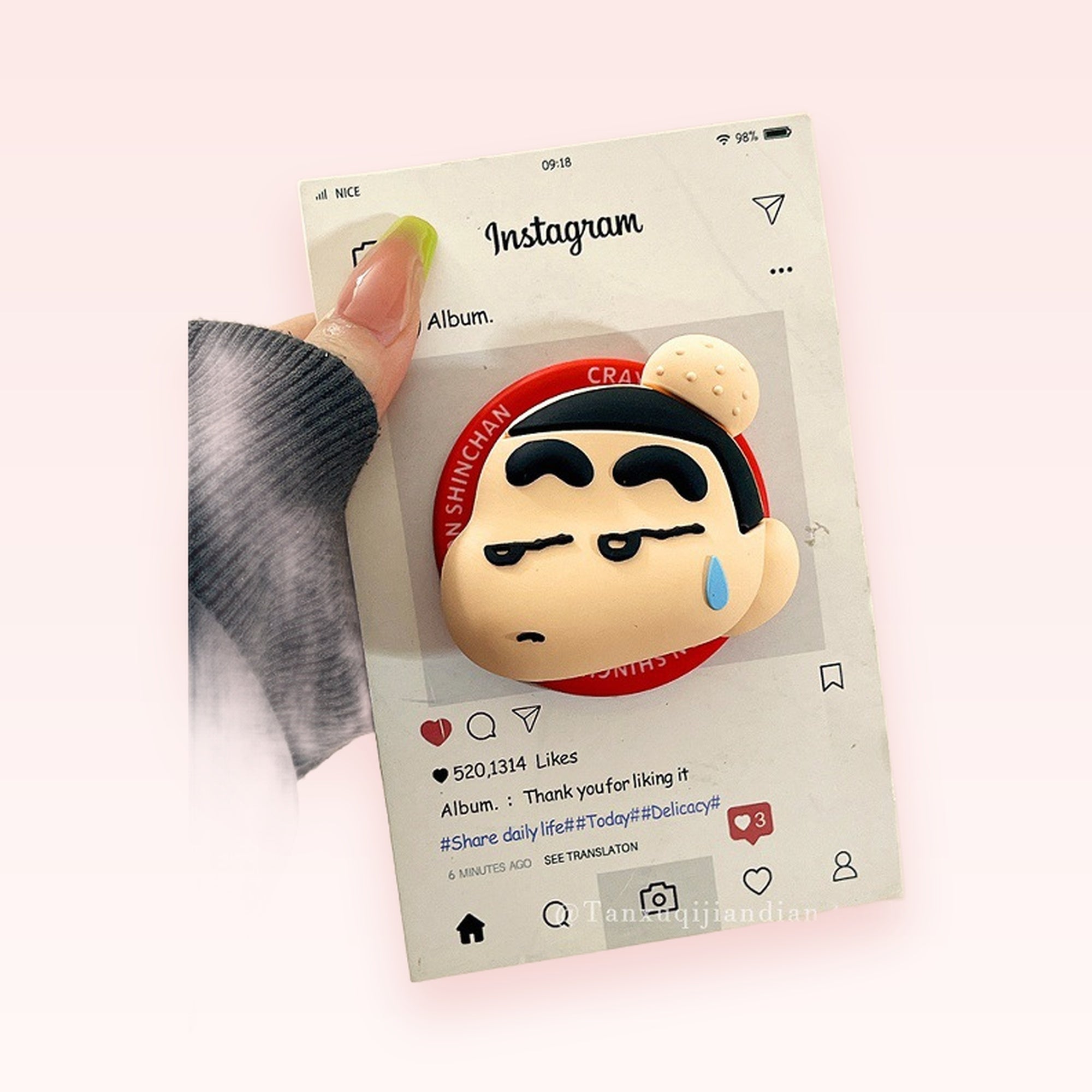 Crayon Shin-chan Crying Face Phone Grip | Kawaii Anime Pop Socket Stand