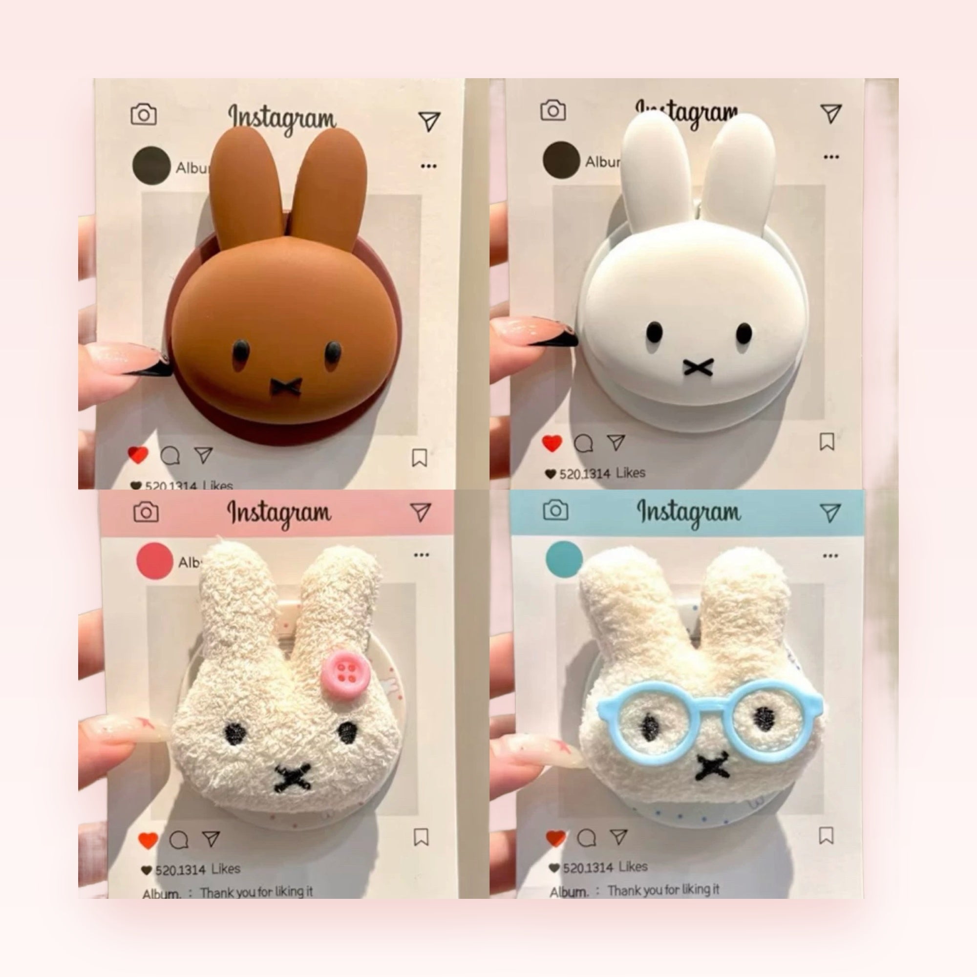 Cute Miffy Bunny Phone Grip | Kawaii Fluffy Rabbit Pop Socket Stand
