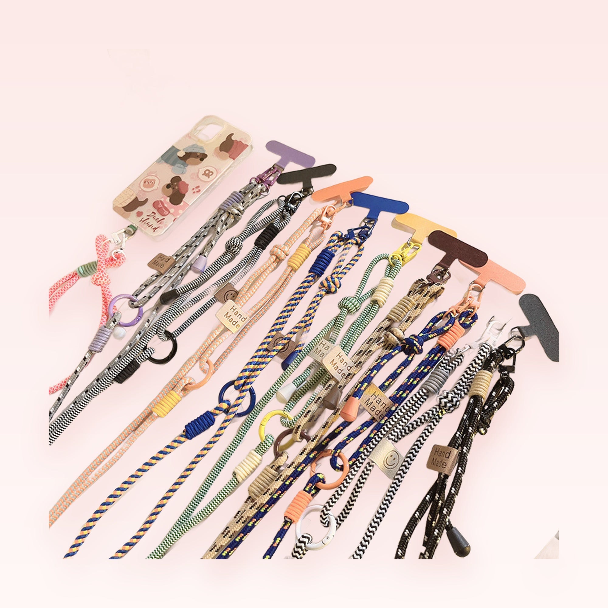 SIMPLYBUBBI — Assorted Braided Rope Phone Lanyard with T-Tab | Hand-Made Crossbody Strap