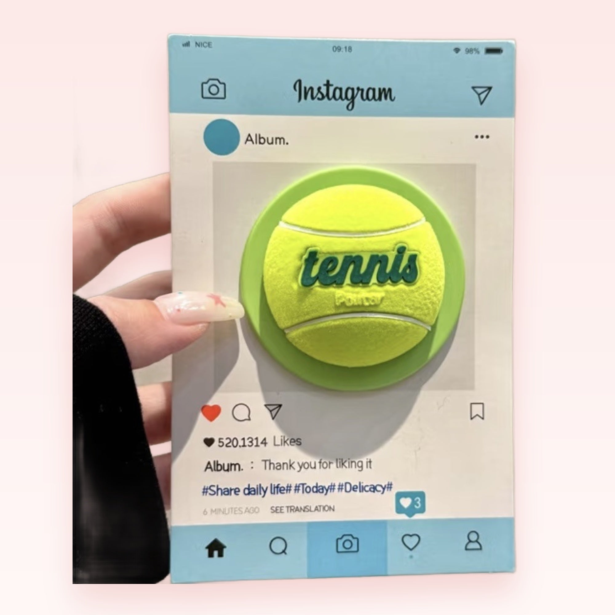 Cute Tennis Ball Phone Grip | Kawaii Green Pop Socket Stand