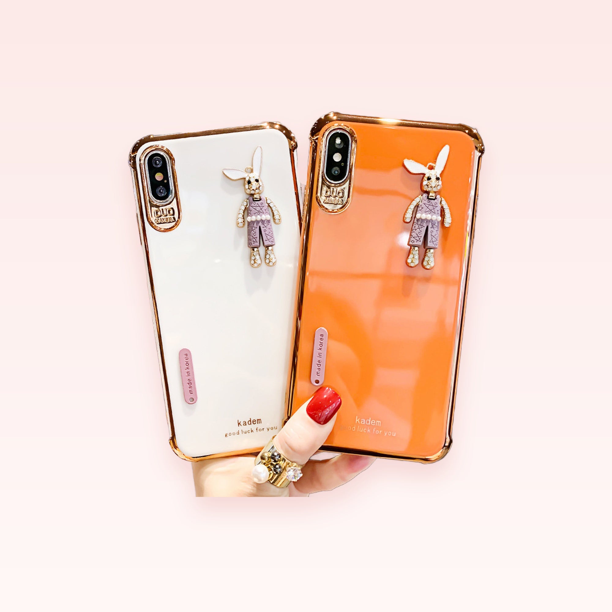 Cute Bunny Phone Charm Strap | Crystal Kawaii Phone Lanyard