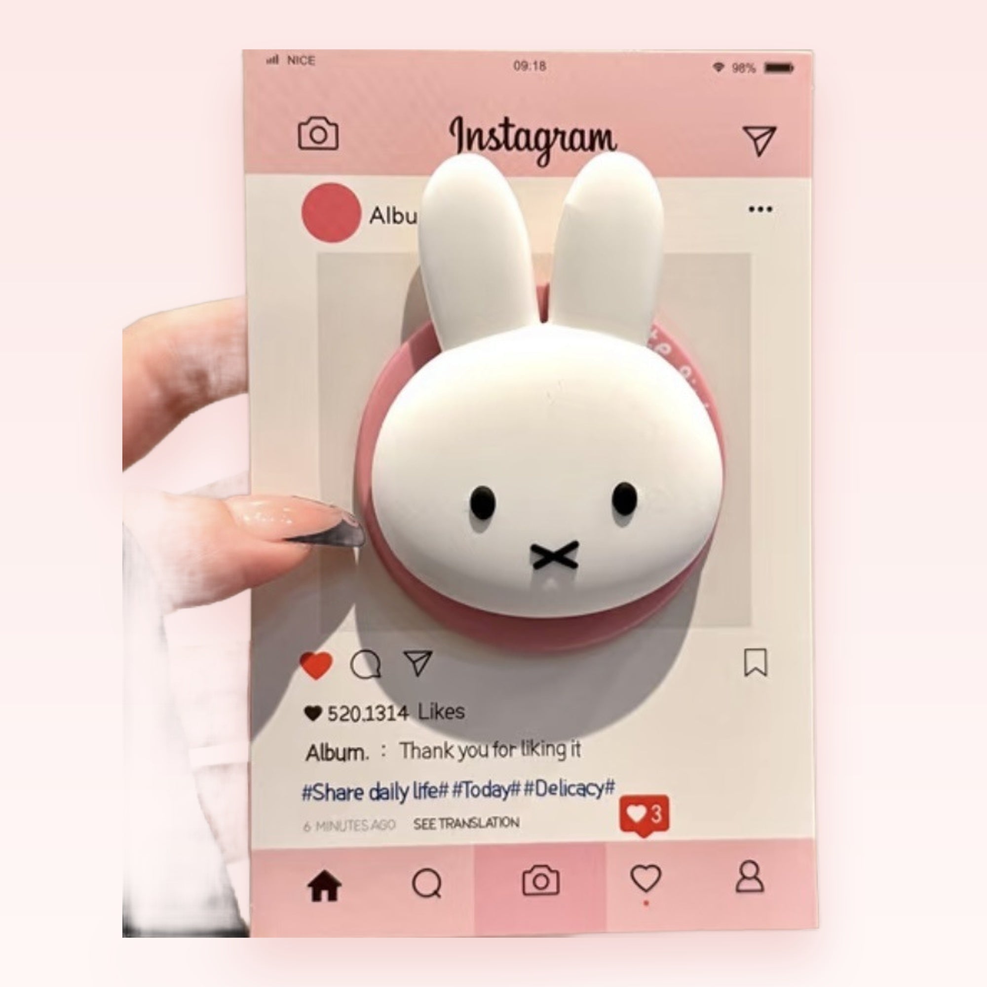 Cute White Bunny Phone Grip | Kawaii Miffy Pop Socket Stand