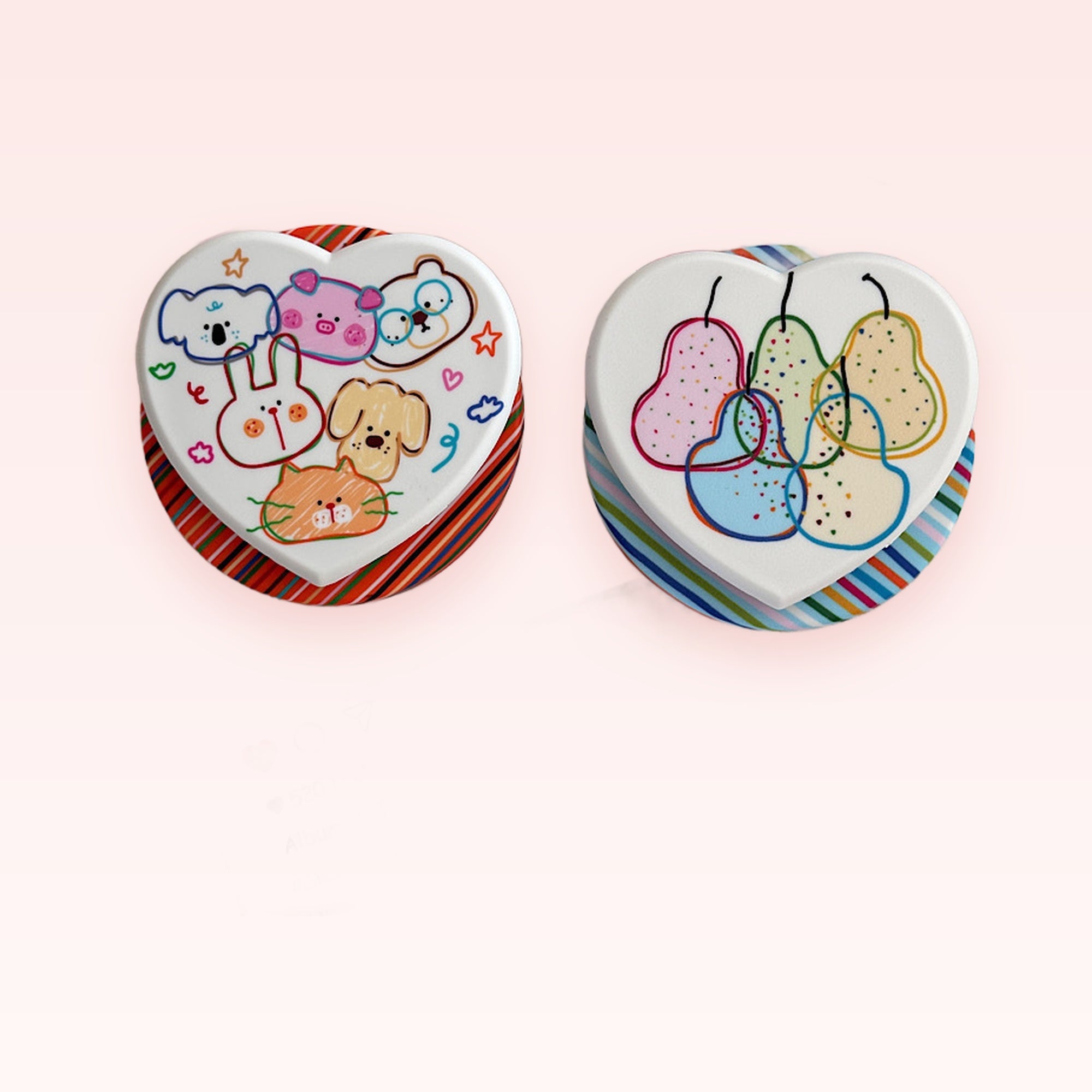 Kawaii Heart Animal & Pear Phone Grip | Cute Pop Socket Stand