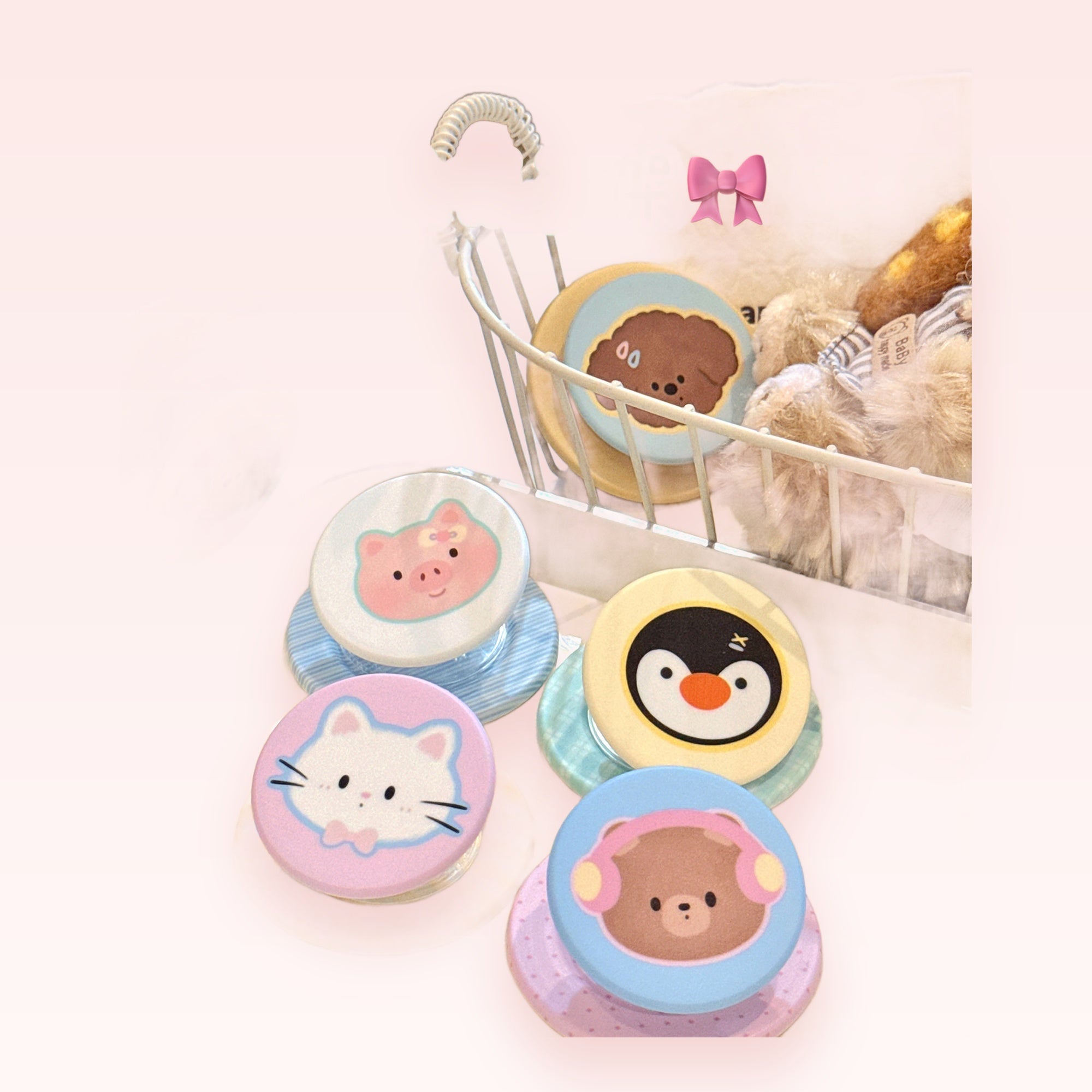 Kawaii Animal Face Phone Grip | Cute Expandable Pop Socket Stand