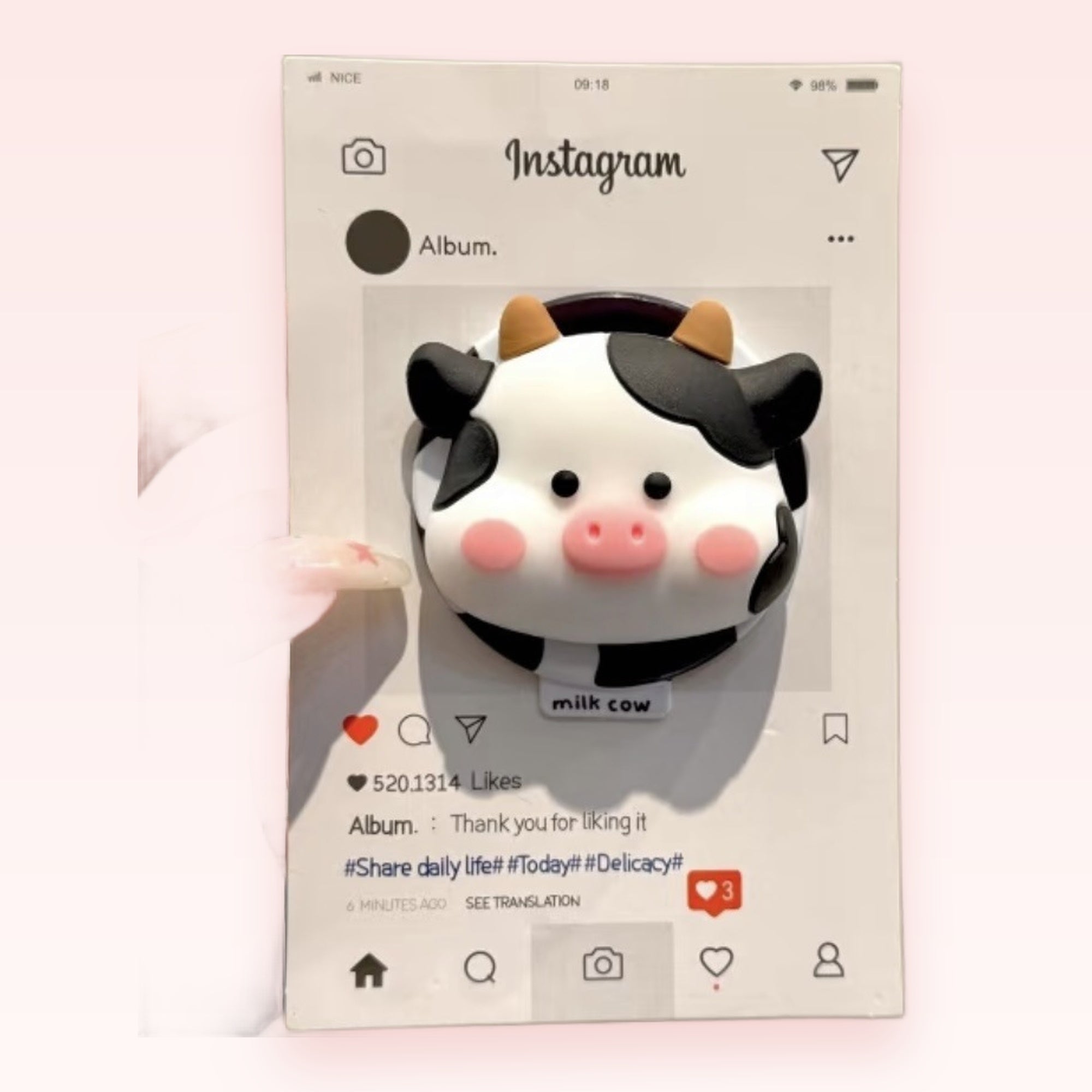 Cute Cow Phone Grip | Kawaii Black & White Animal Pop Socket Stand