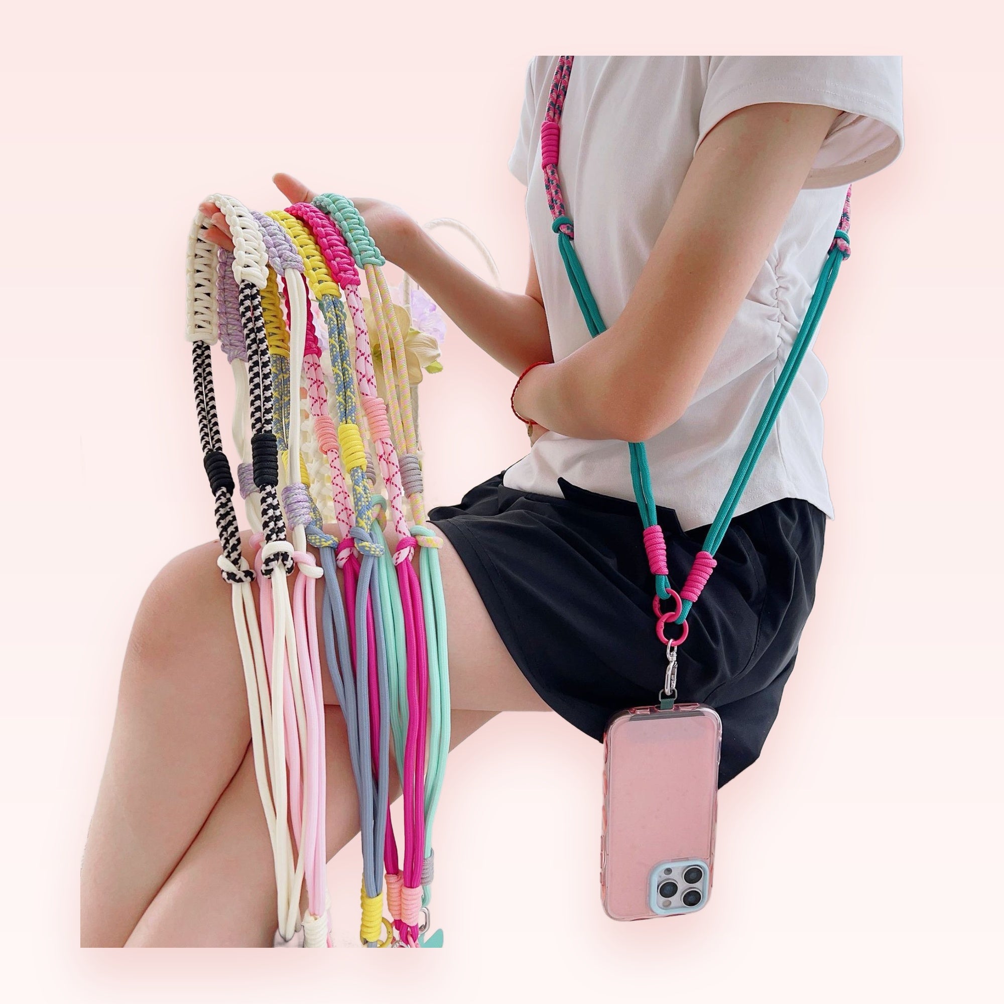 Colorful Braided Rope Phone Lanyard | Aesthetic Crossbody Phone Strap