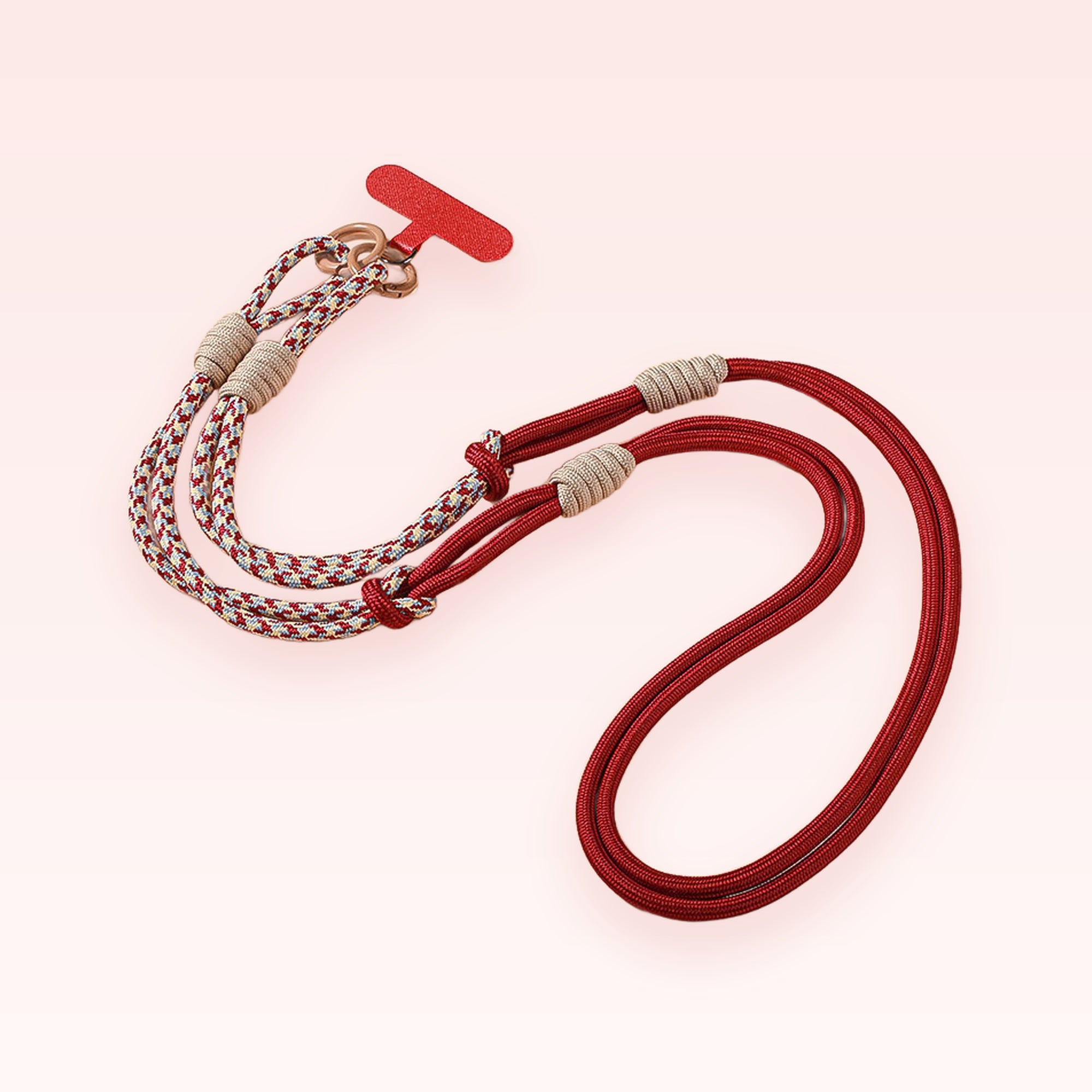 Red & White Patterned Phone Lanyard | Adjustable Crossbody Wrist Strap