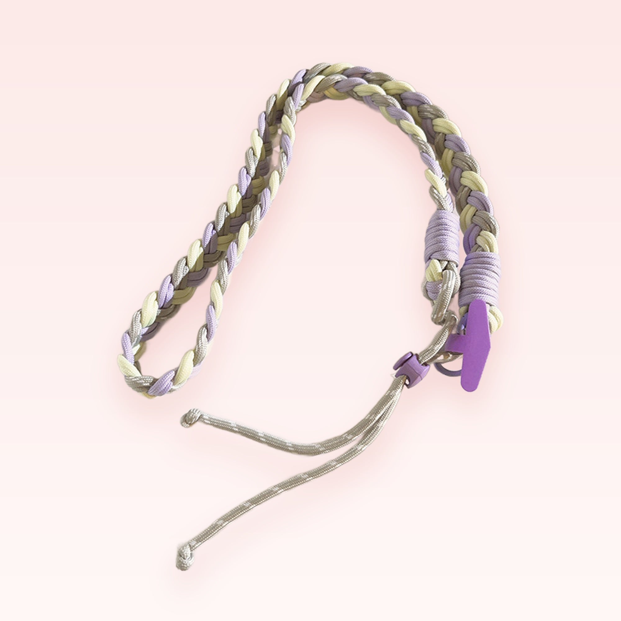 Pastel Braided Phone Charm Lanyard | Aesthetic Purple & Yellow Wrist Strap