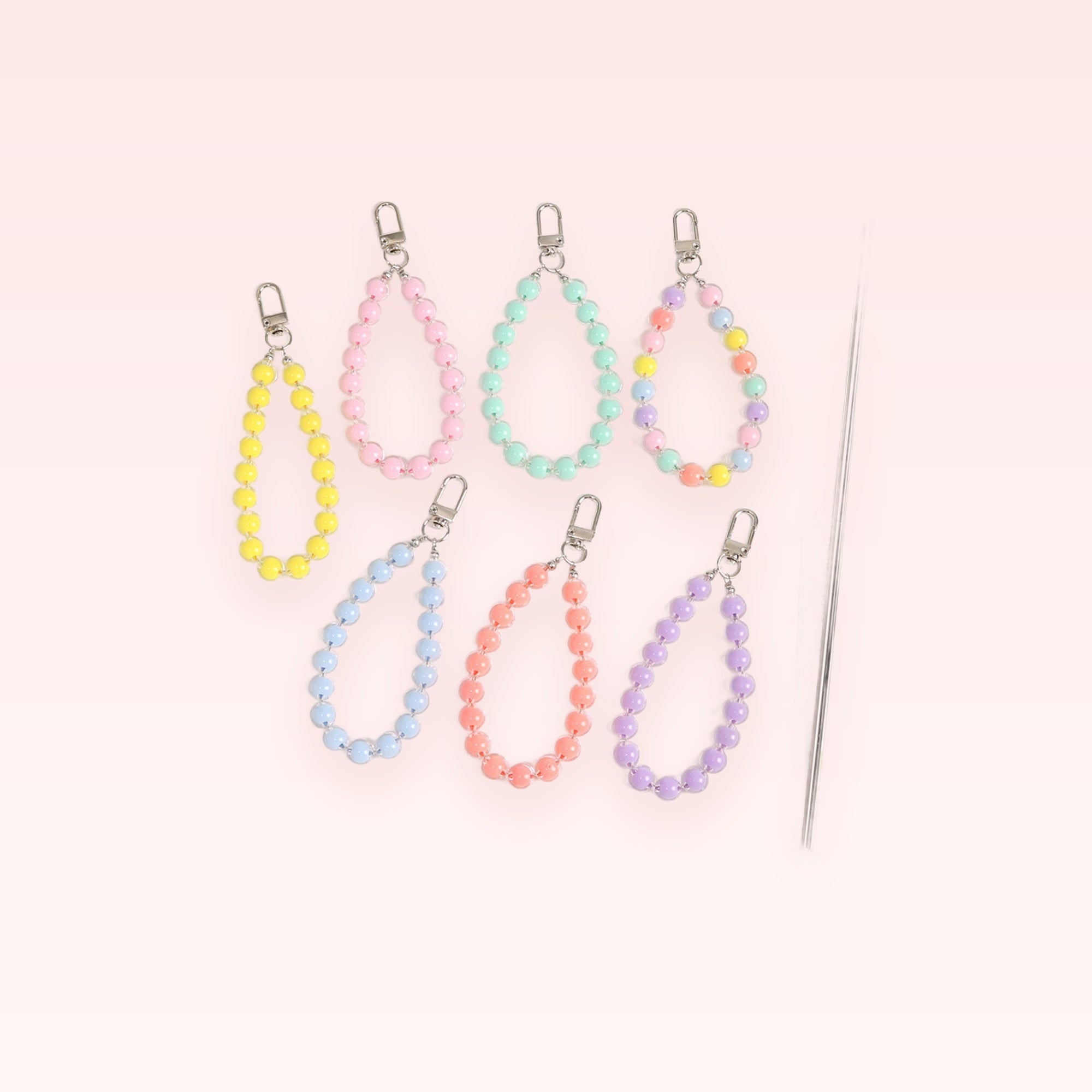 Pastel Beaded Phone Charm Strap | Cute Wrist Lanyard Keychain