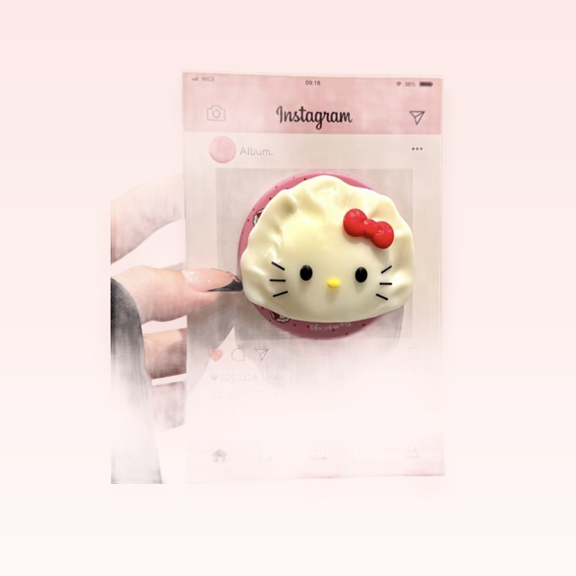 Kawaii Hello Kitty Dumpling Phone Grip | Cute Pink Pop Socket Stand