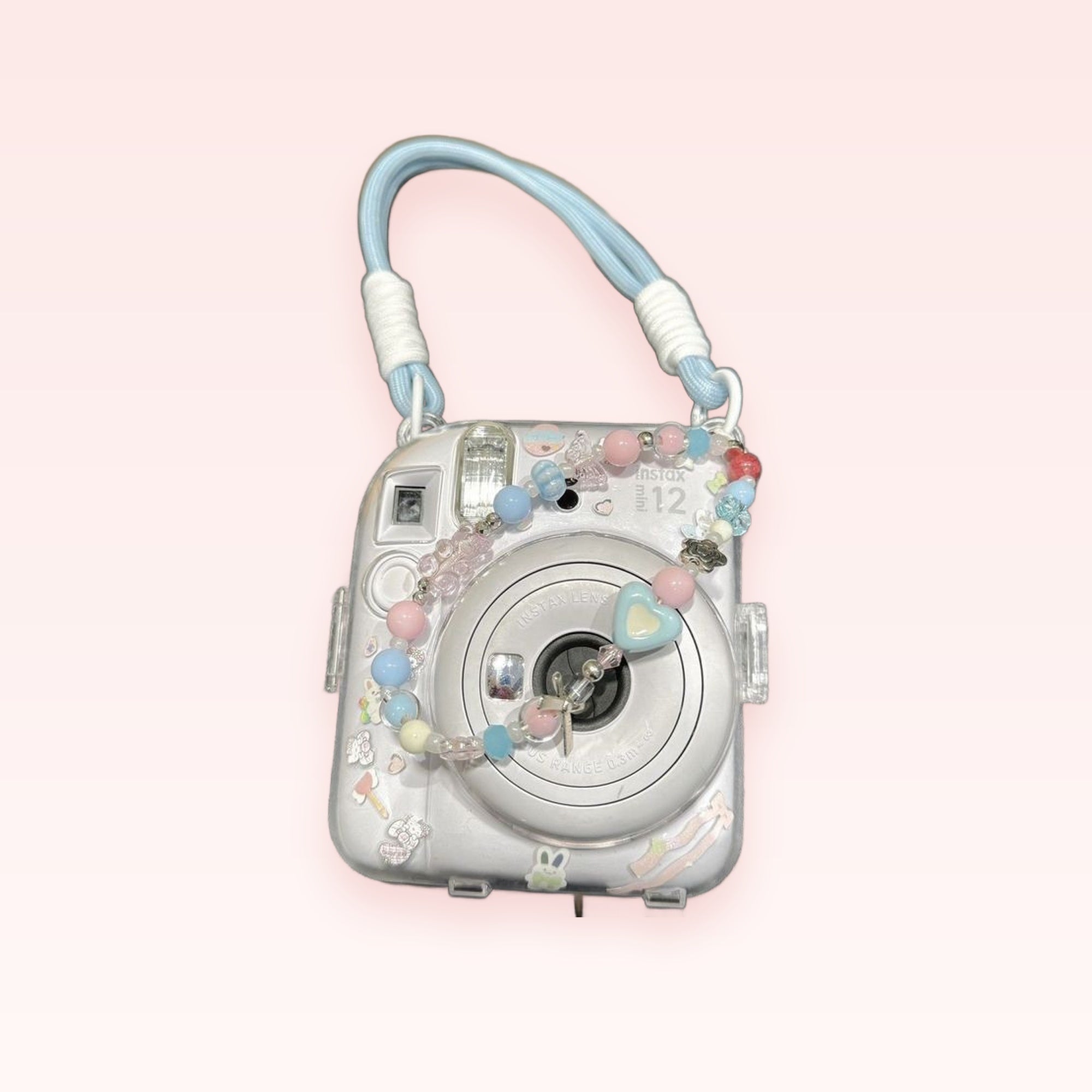 Pastel Beaded Phone Charm Strap | Kawaii Heart & Butterfly Wrist Lanyard