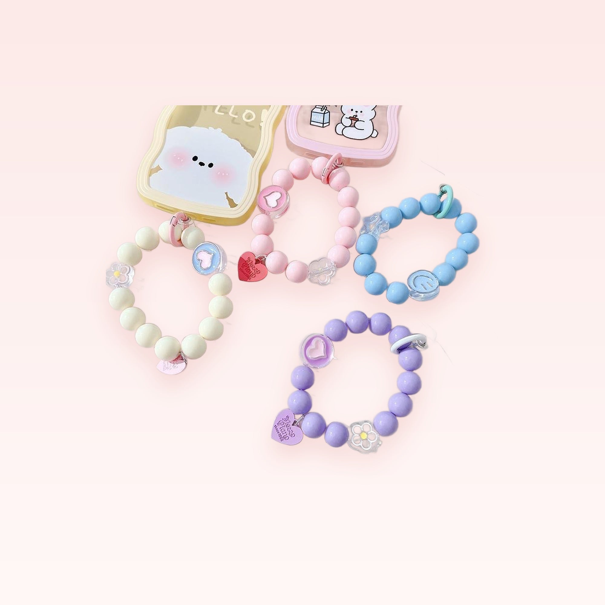Pastel Beaded Phone Charm Strap | Cute Wrist Lanyard for Phones