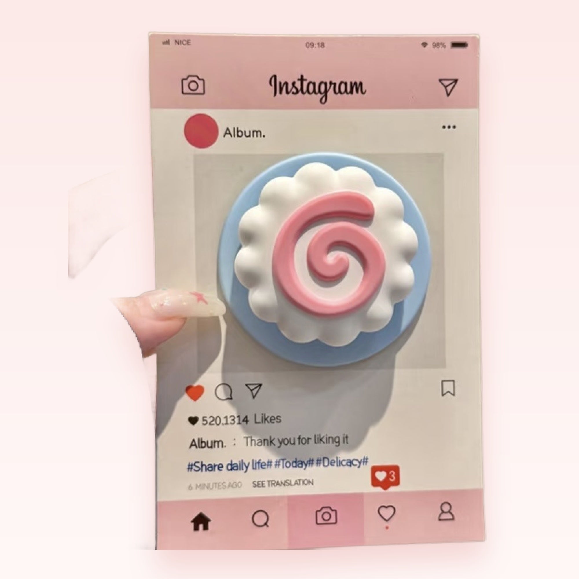 Cute Pink Swirl Cloud Phone Grip | Kawaii Pastel Blue Pop Socket Stand