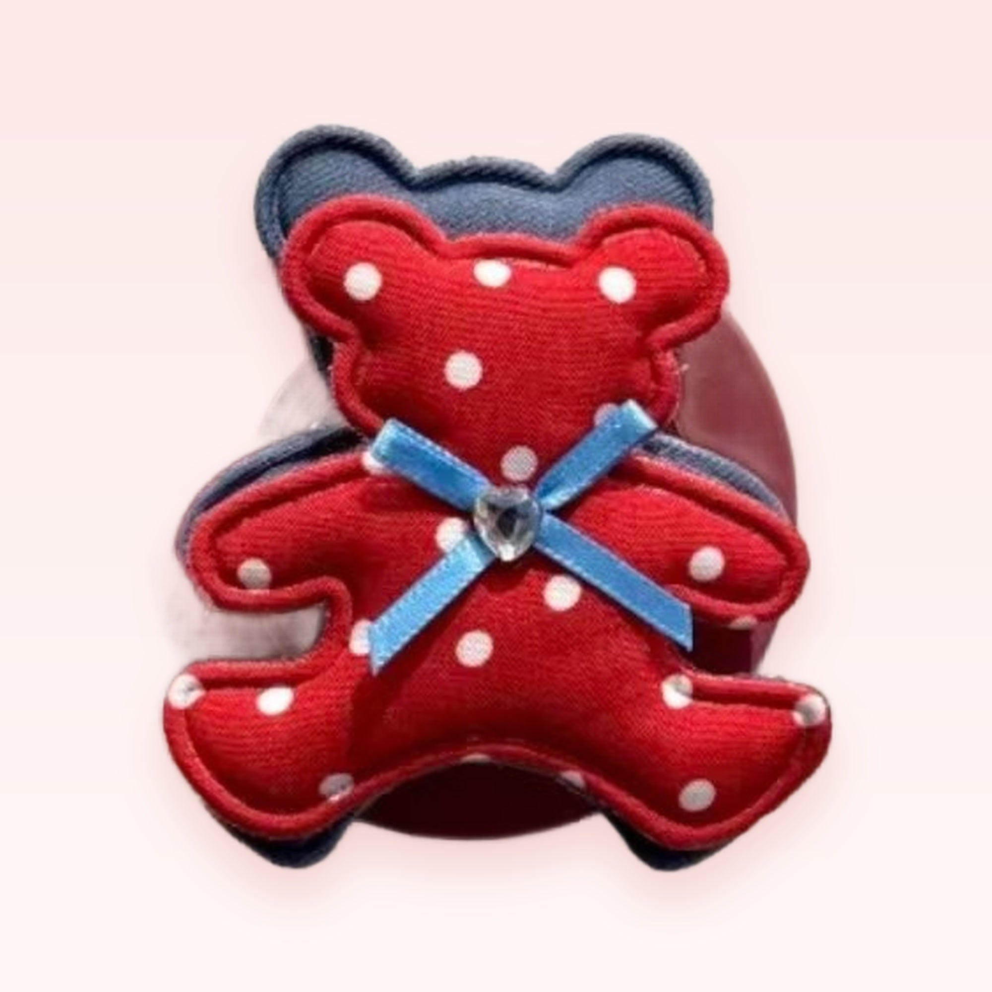 Cute Red Polka Dot Bear Phone Grip | Kawaii Fabric Pop Socket Stand