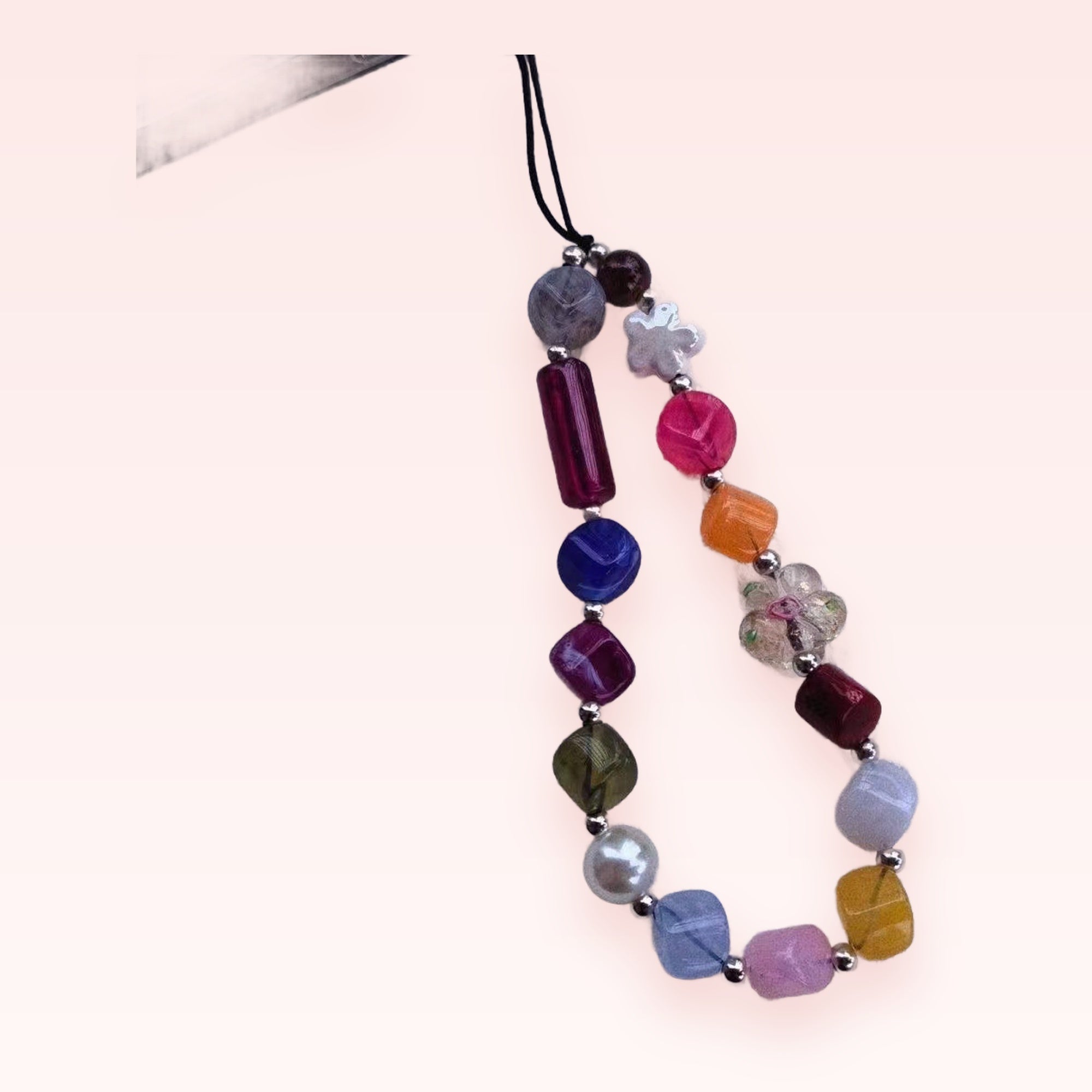 Colorful Mixed Bead Phone Charm Strap | Aesthetic Y2K Beaded Wrist Lanyard