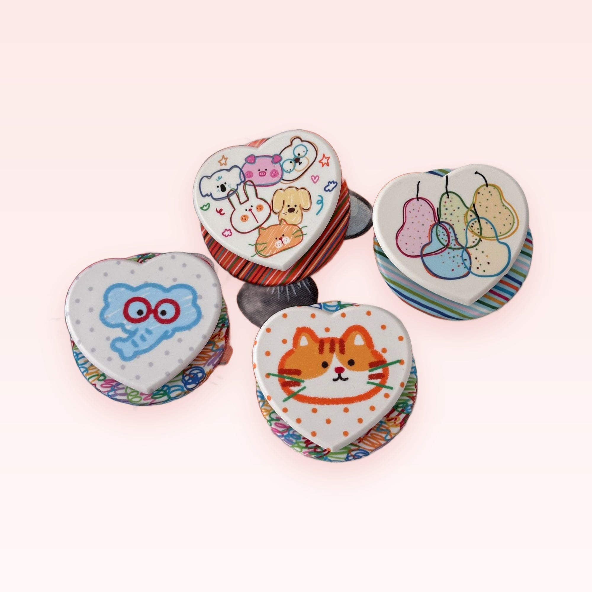 Kawaii Heart Animal & Fruit Phone Grips | Cute Pop Socket Stand for Phones