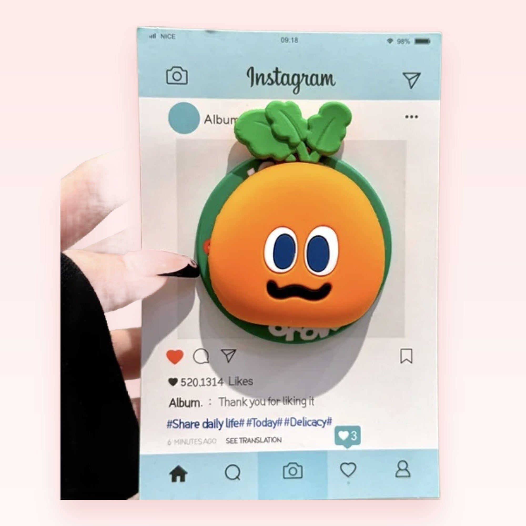 Cute Orange Character Phone Grip | Kawaii Instagram Pop Socket Stand