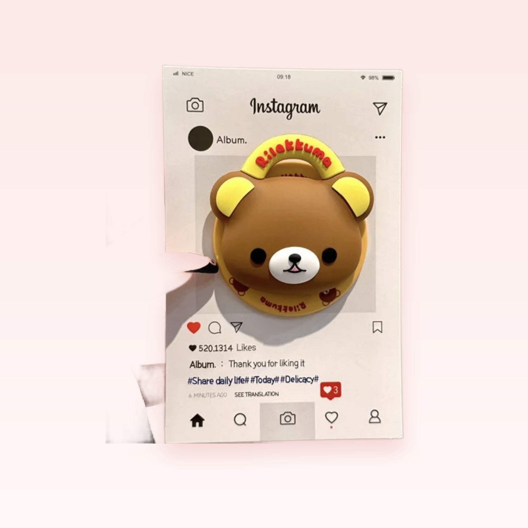 Cute Rilakkuma Bear Phone Grip | Kawaii Brown Pop Socket Stand