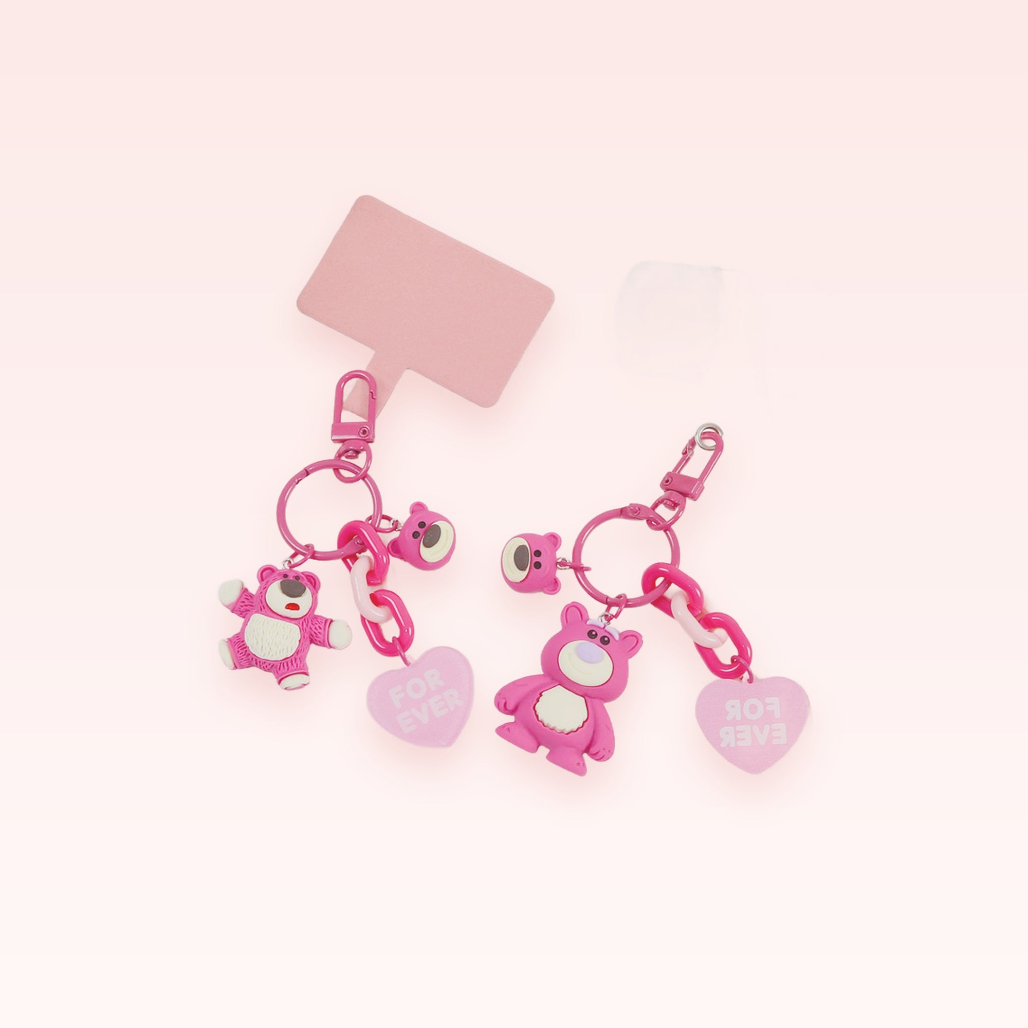 Cute Pink Bear Phone Charm Strap | Kawaii Heart Lanyard Keychain