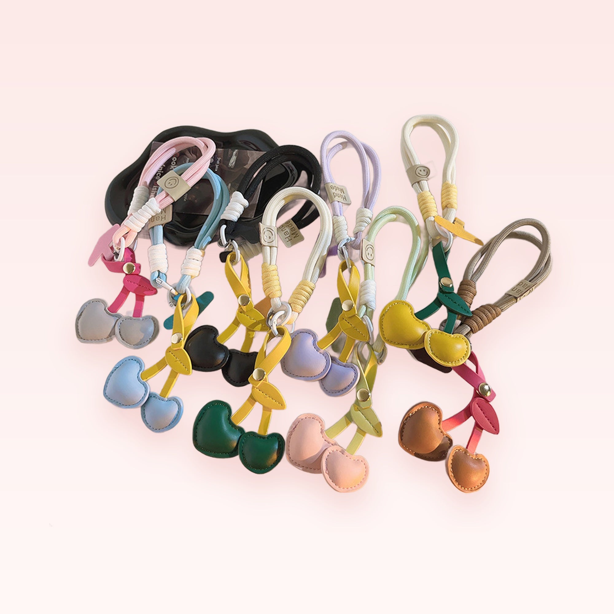 Cute Cherry Leather Phone Charm Strap | Pastel Fruit Wrist Lanyard
