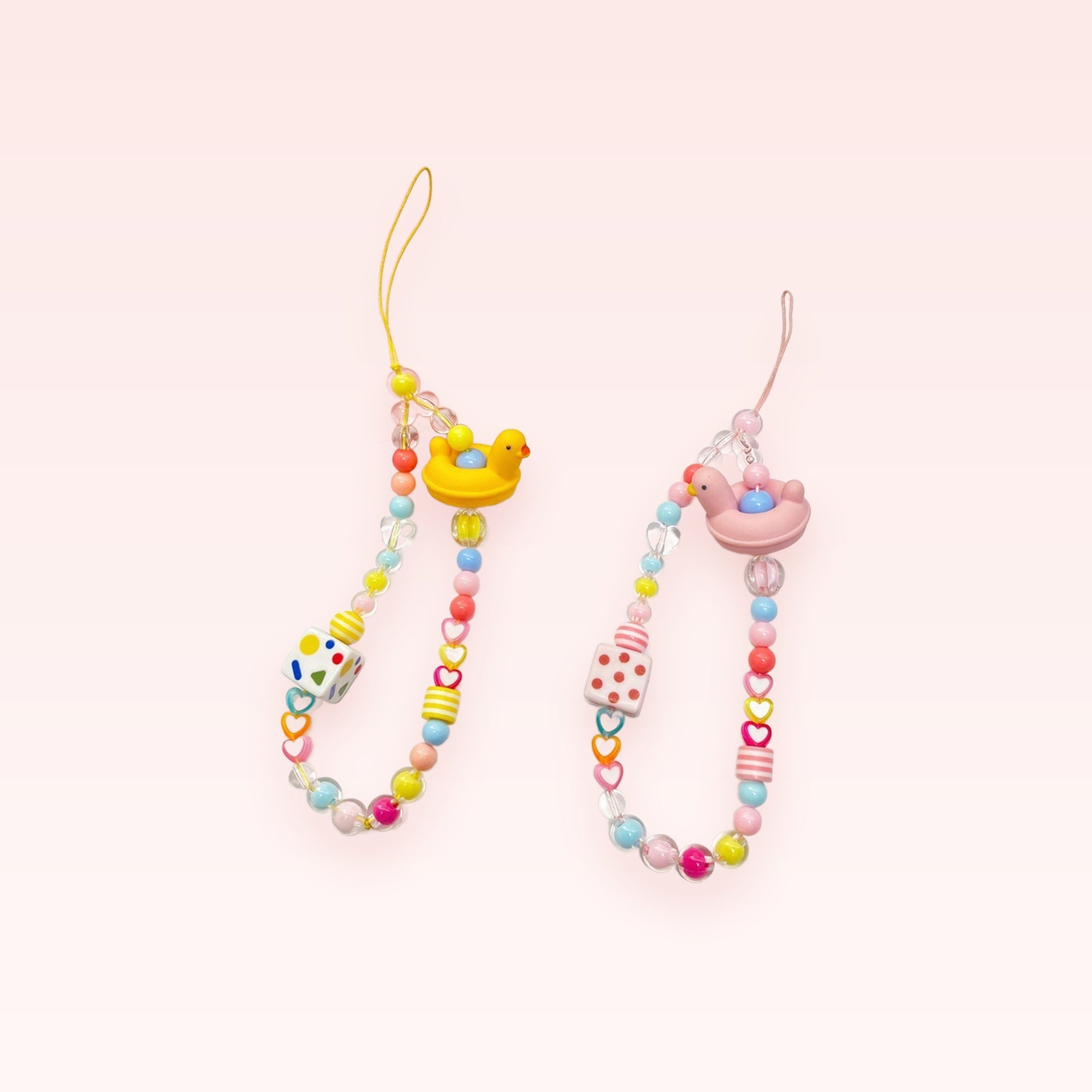 Kawaii Duck Bead Phone Charm Strap | Cute Wrist Lanyard