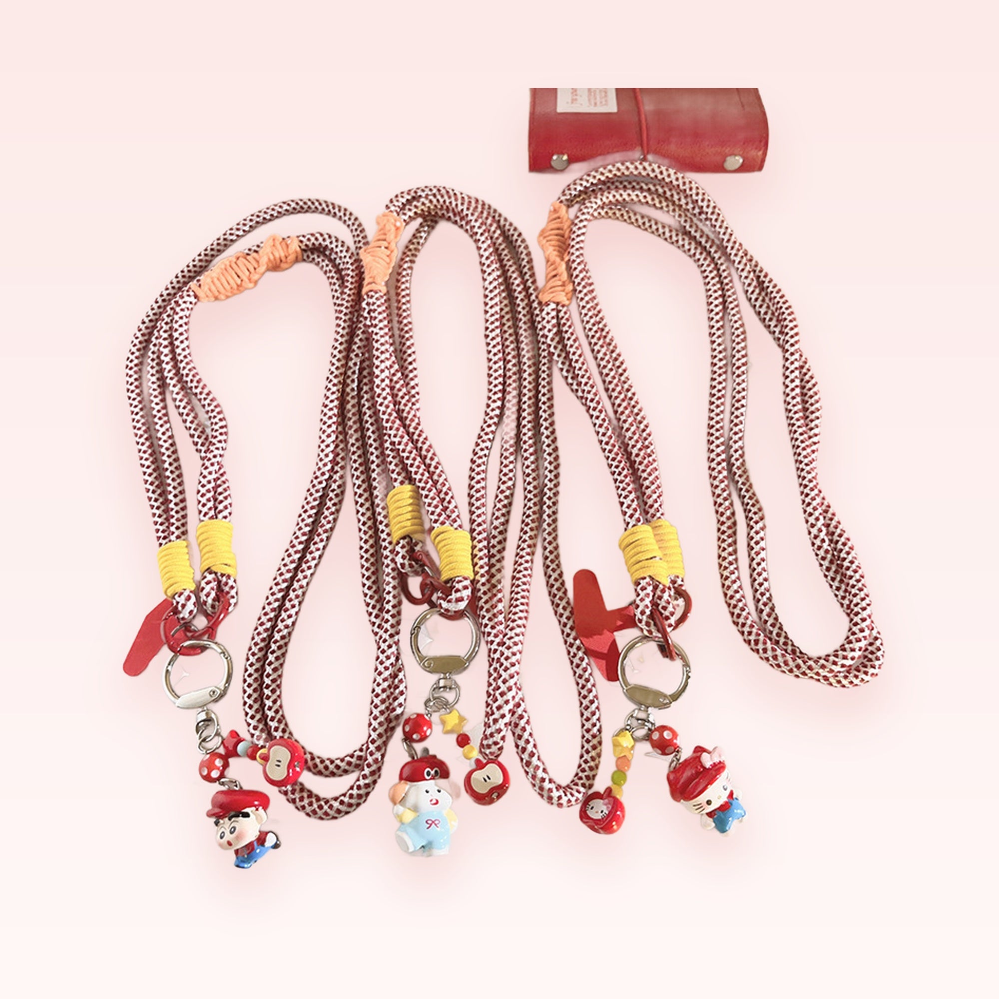 Kawaii Red & White Rope Phone Lanyard | Cute Character Charm Neck Strap