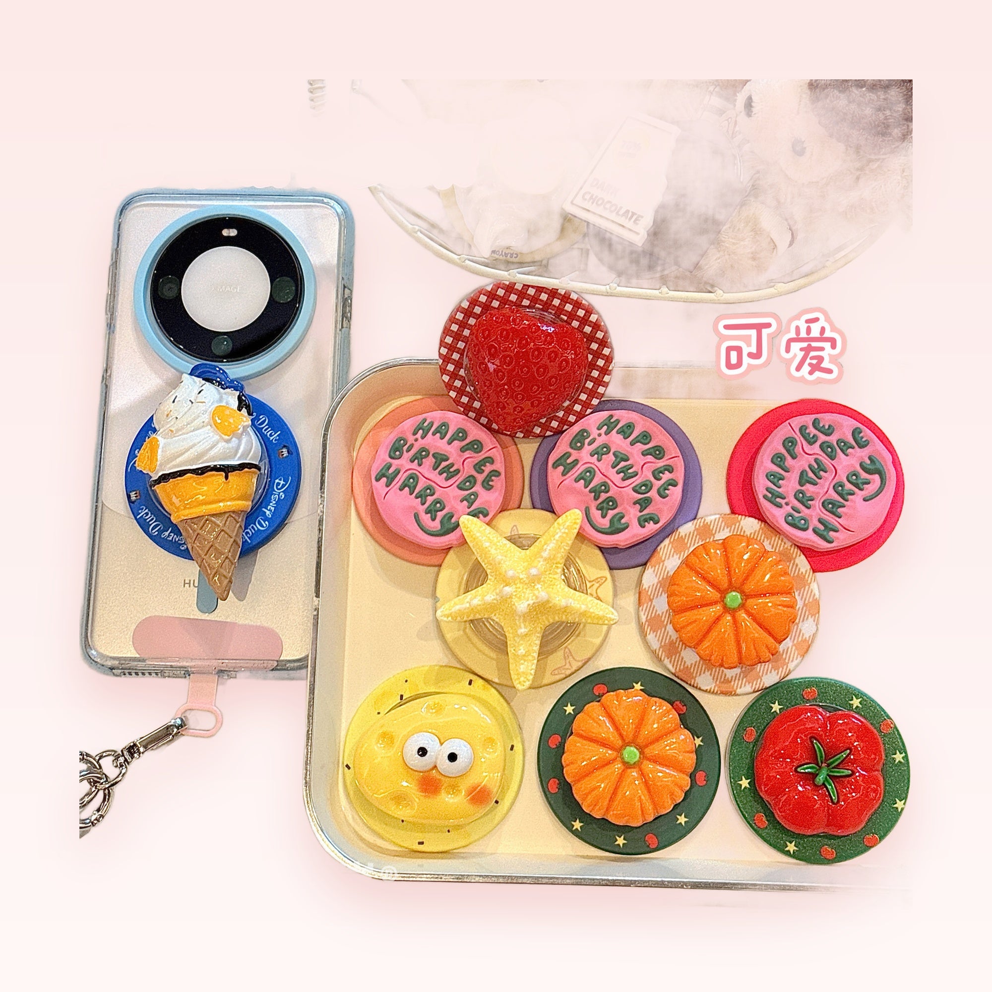 Assorted Kawaii Food & Nature Phone Grips | Cute Pop Socket Stands for Phones