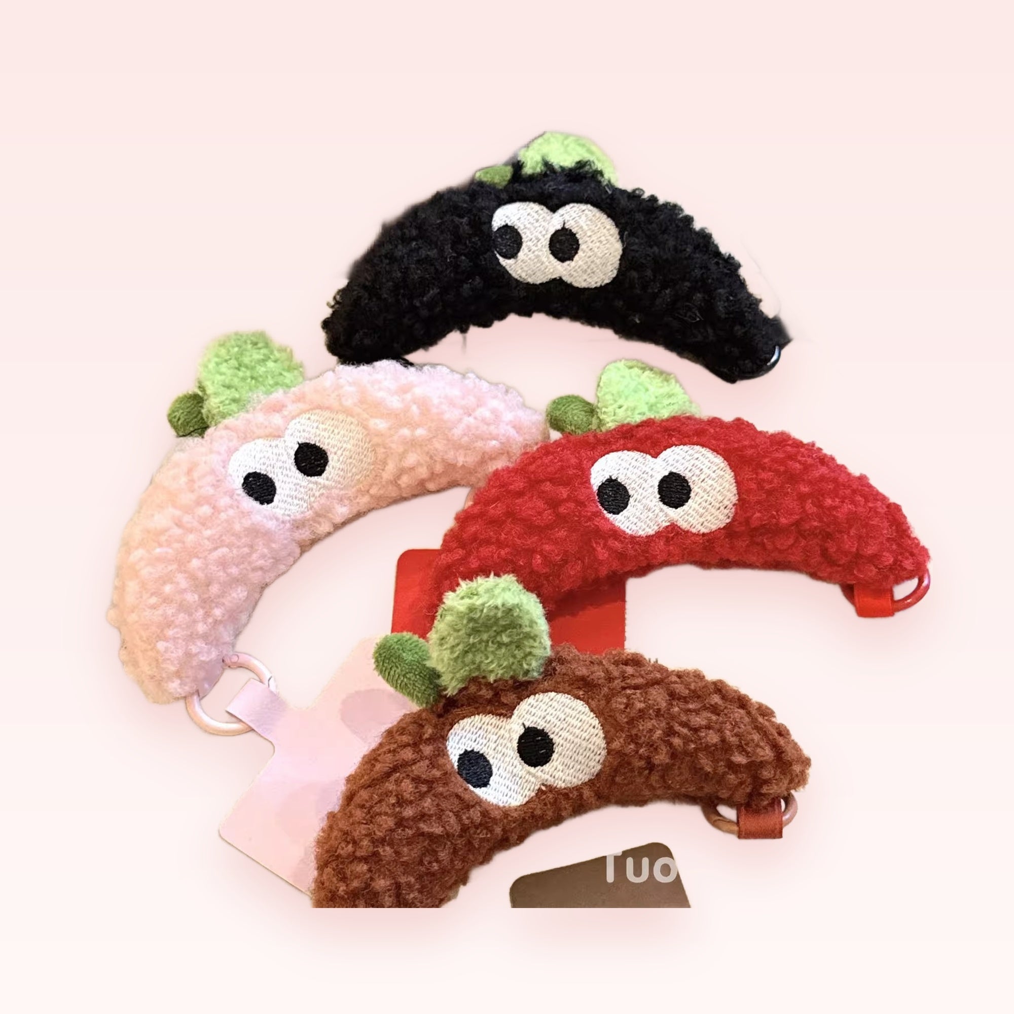 Fluffy Monster Banana Phone Charm | Cute Plushie Keychain Lanyard