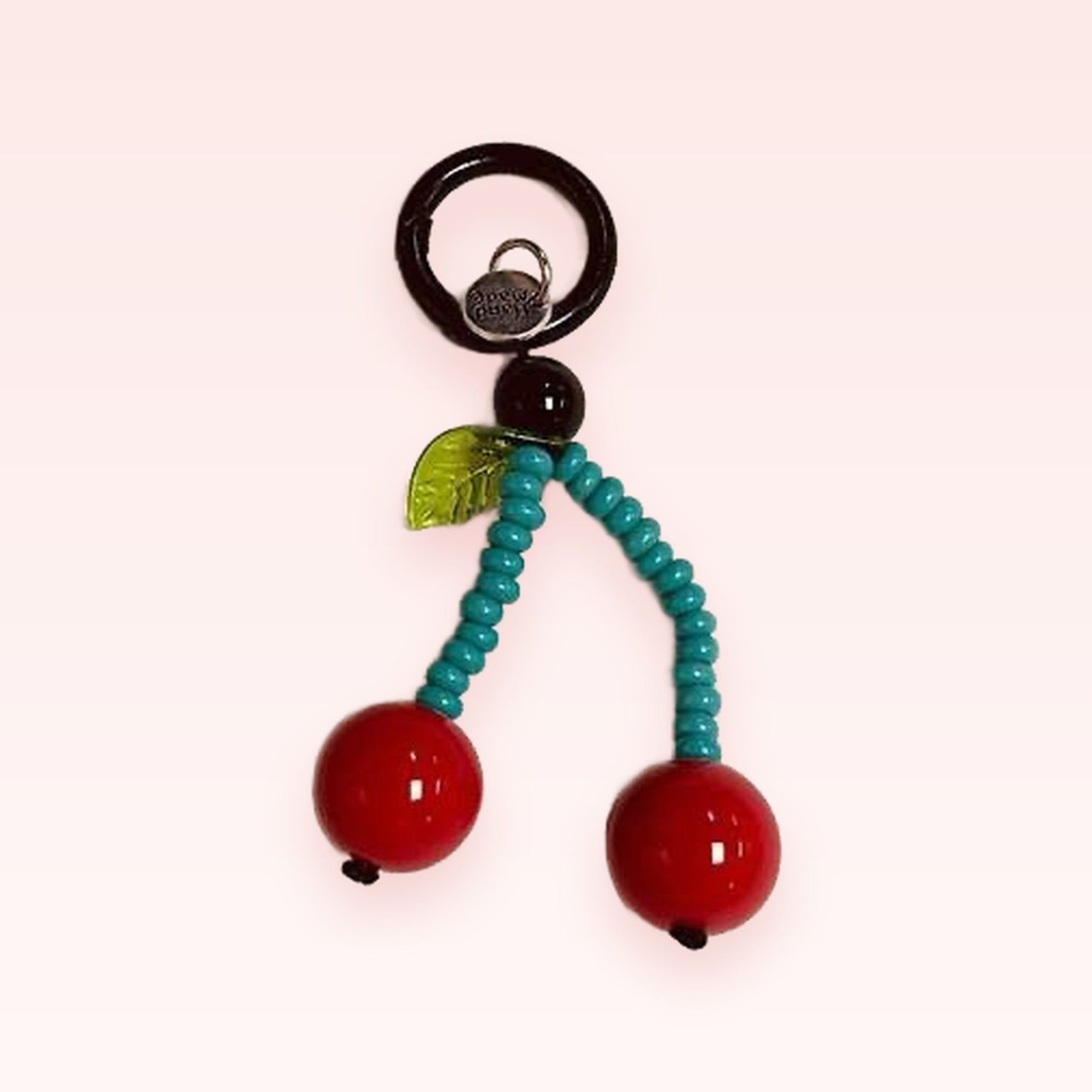 Cute Cherry Beaded Phone Charm | Y2K Aesthetic Red & Teal Keychain