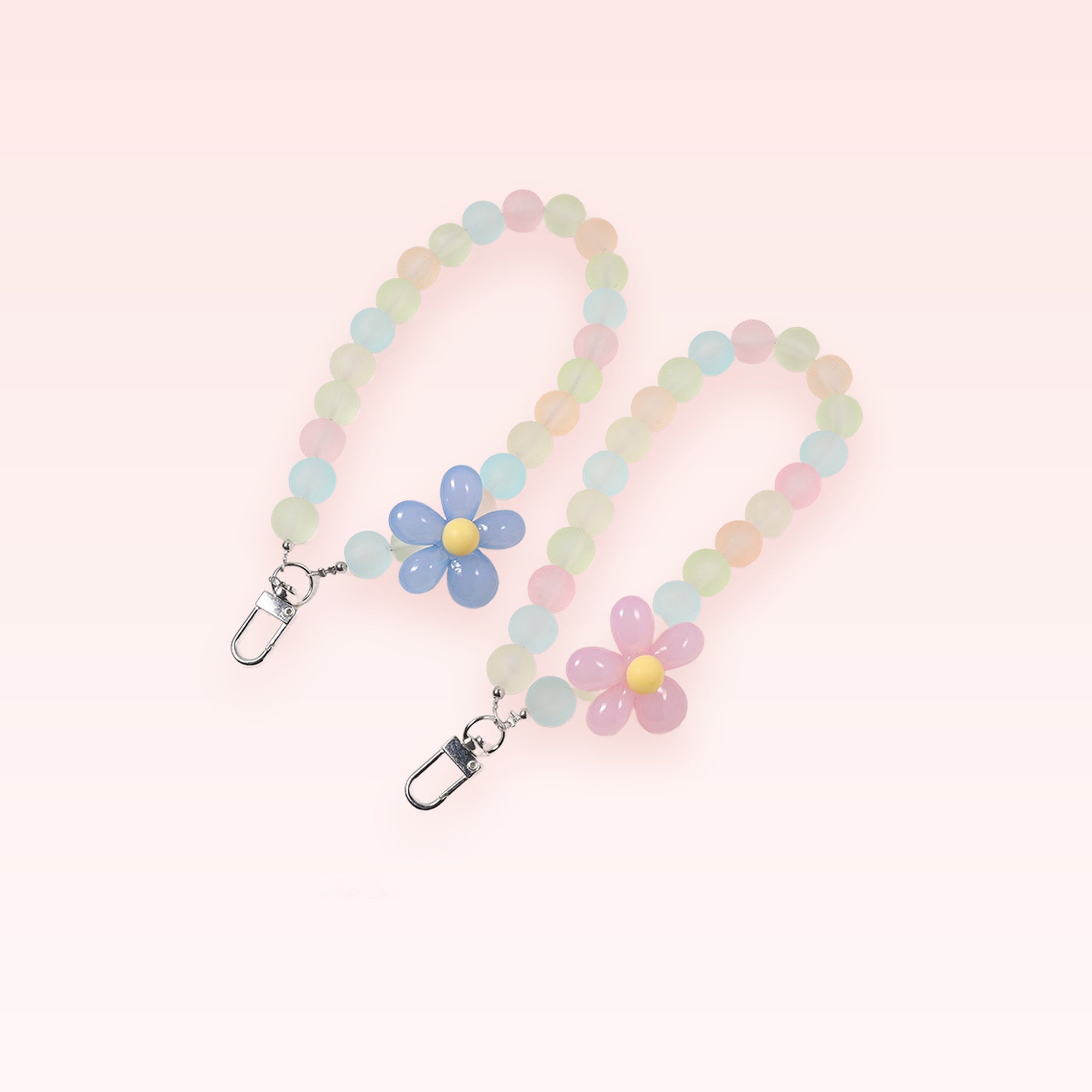Pastel Flower Bead Phone Charm Strap | Kawaii Wrist Lanyard