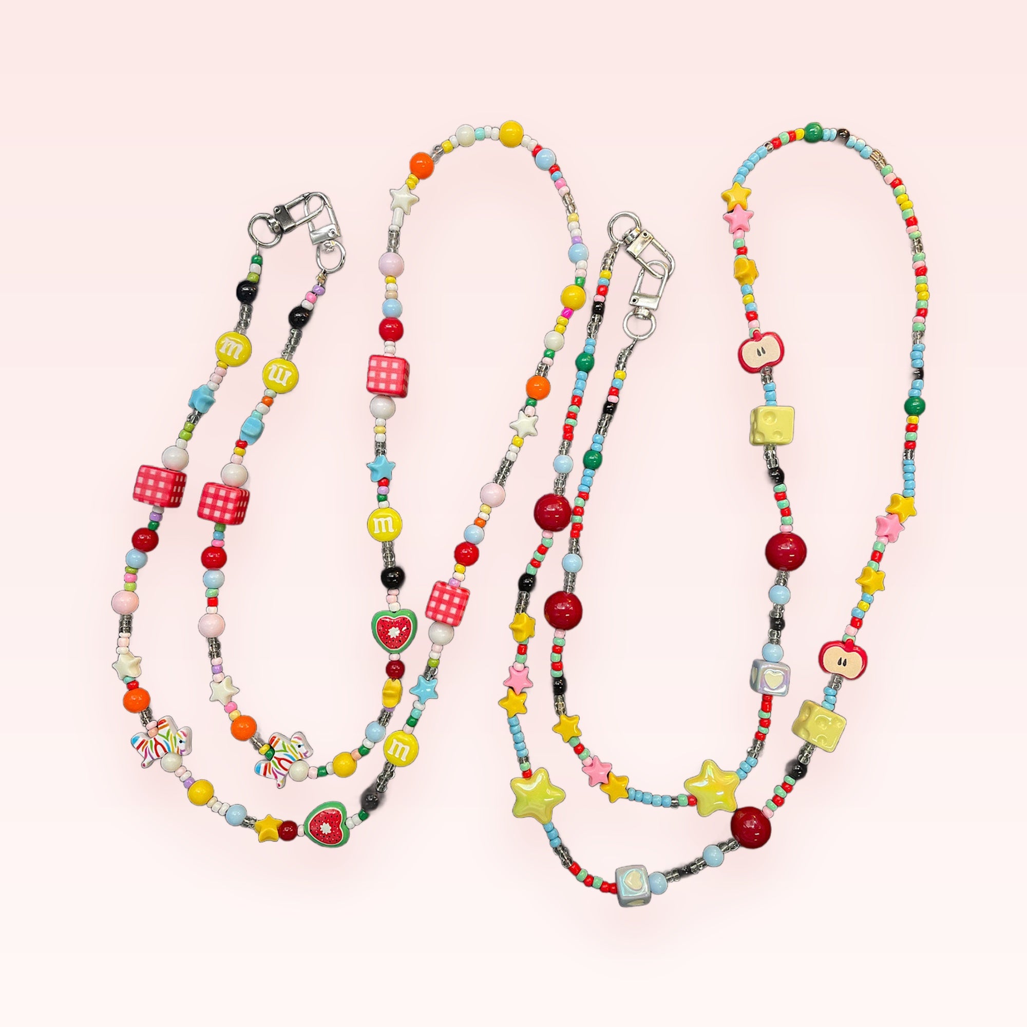 Colorful Beaded Phone Charm Lanyard | Kawaii Y2K Aesthetic Wrist Strap