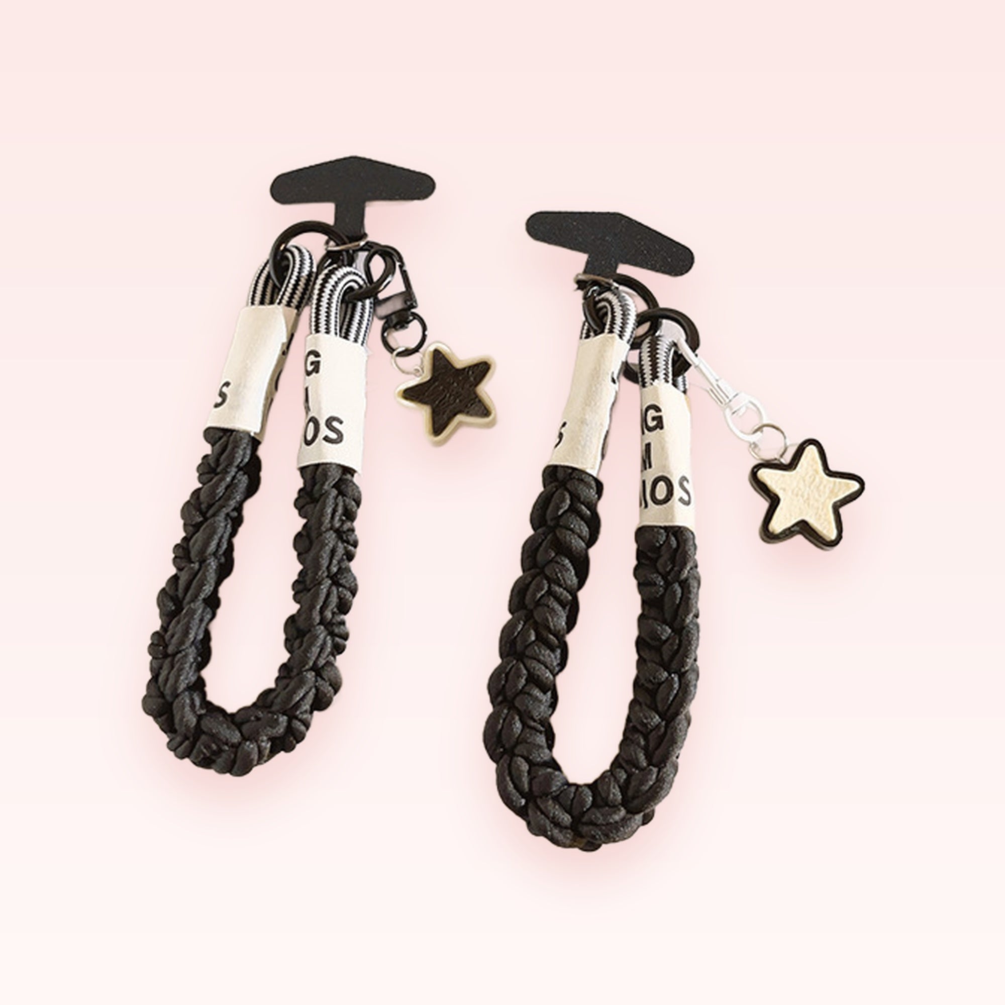 Black Braided Wrist Phone Charm | Star Pendant Phone Lanyard