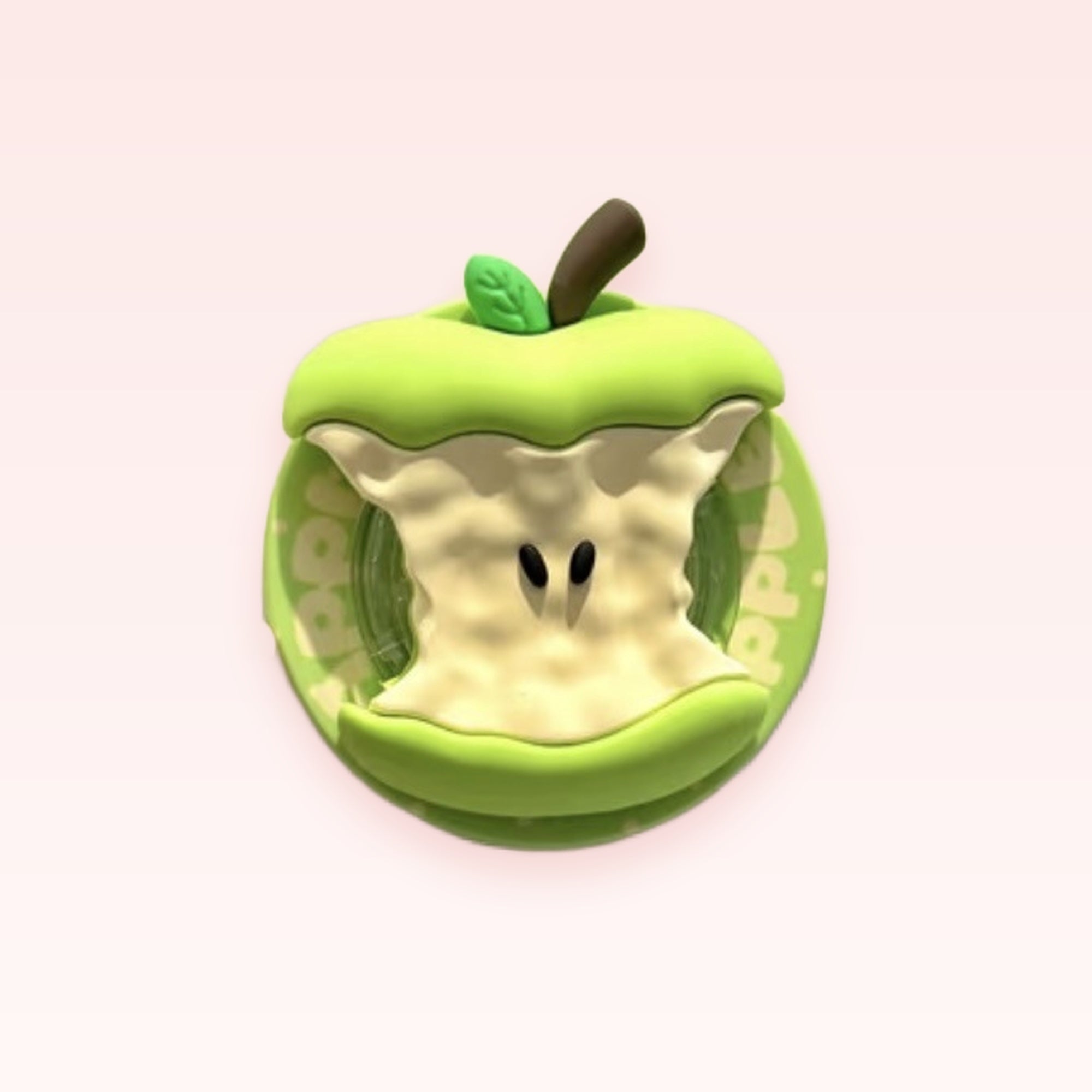Kawaii Green Apple Core Phone Grip | Cute Bitten Fruit Pop Socket Stand