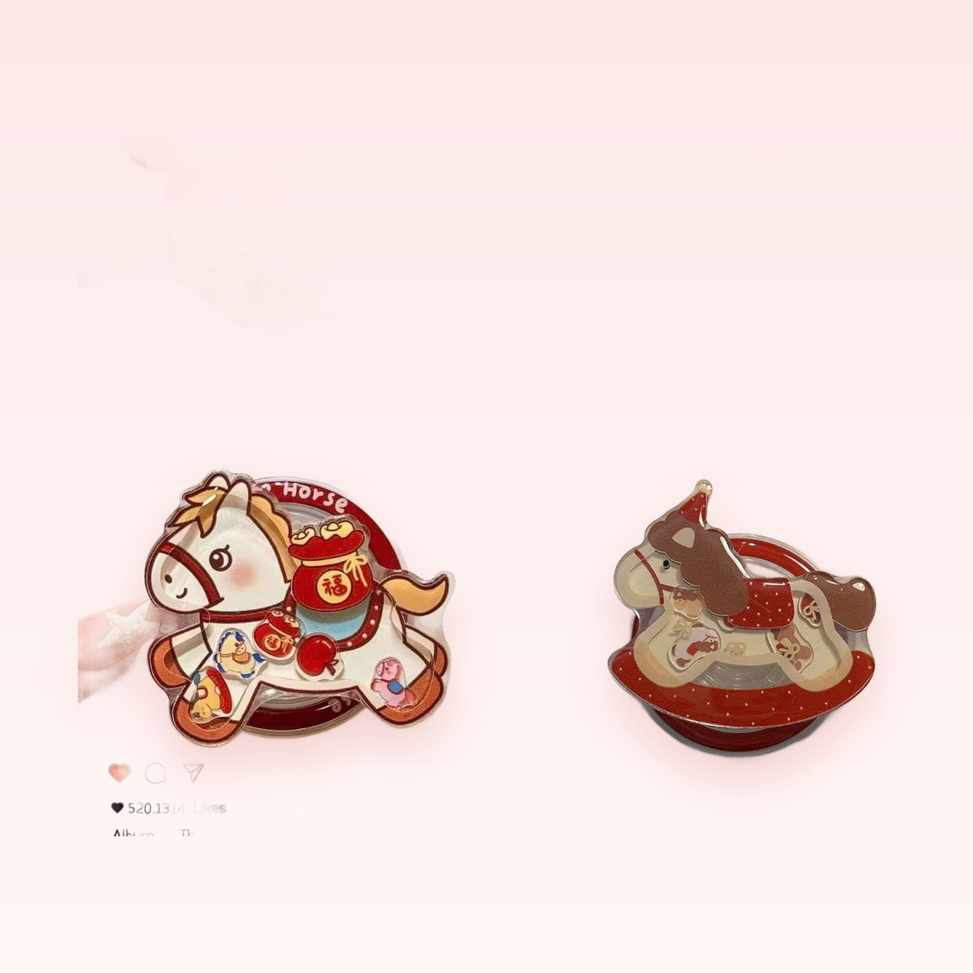 Kawaii Lucky Horse Phone Grip | Cute Gold Ingot Pop Socket Stand