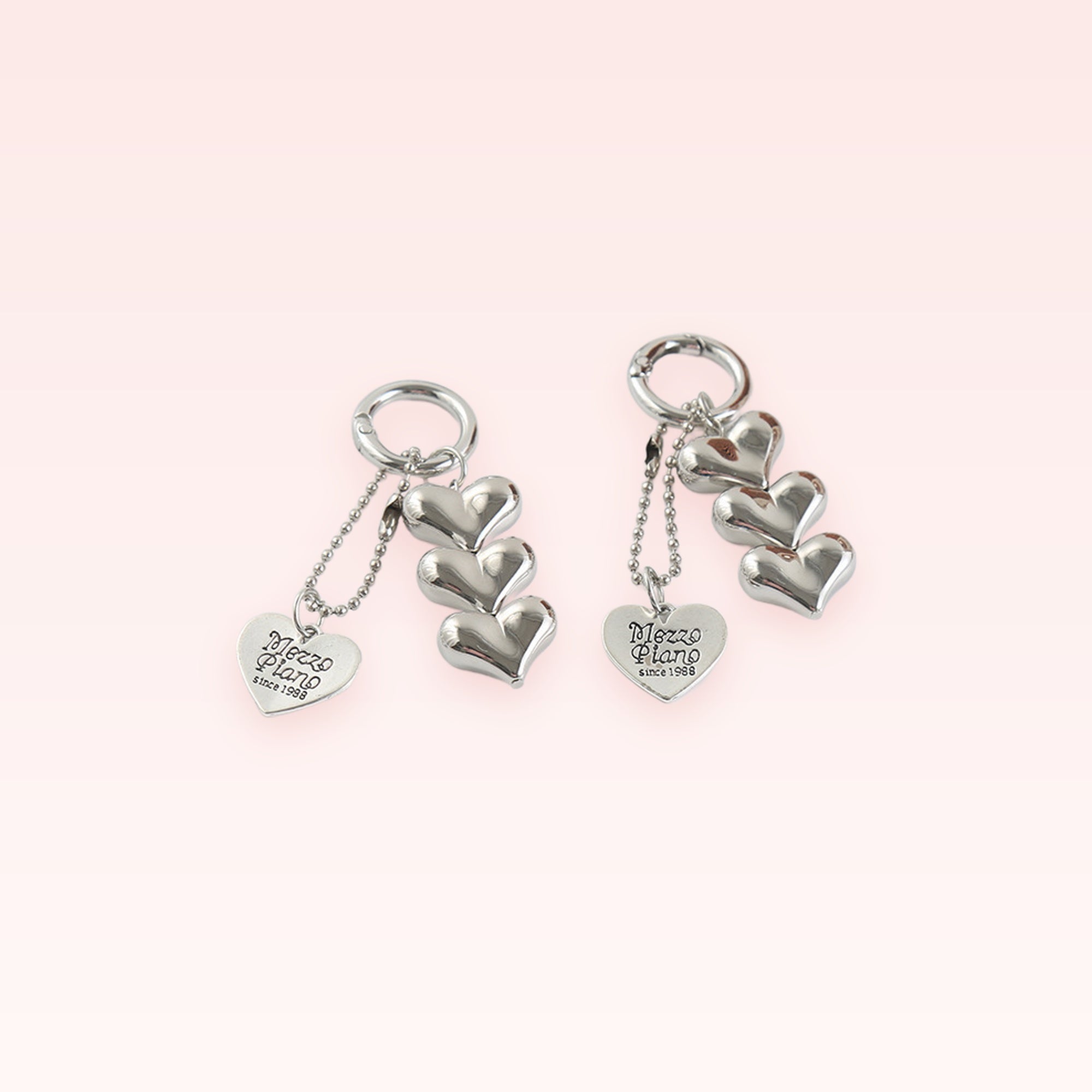 Silver Heart Phone Charm Keychain | Cute Mezzo Piano Lanyard